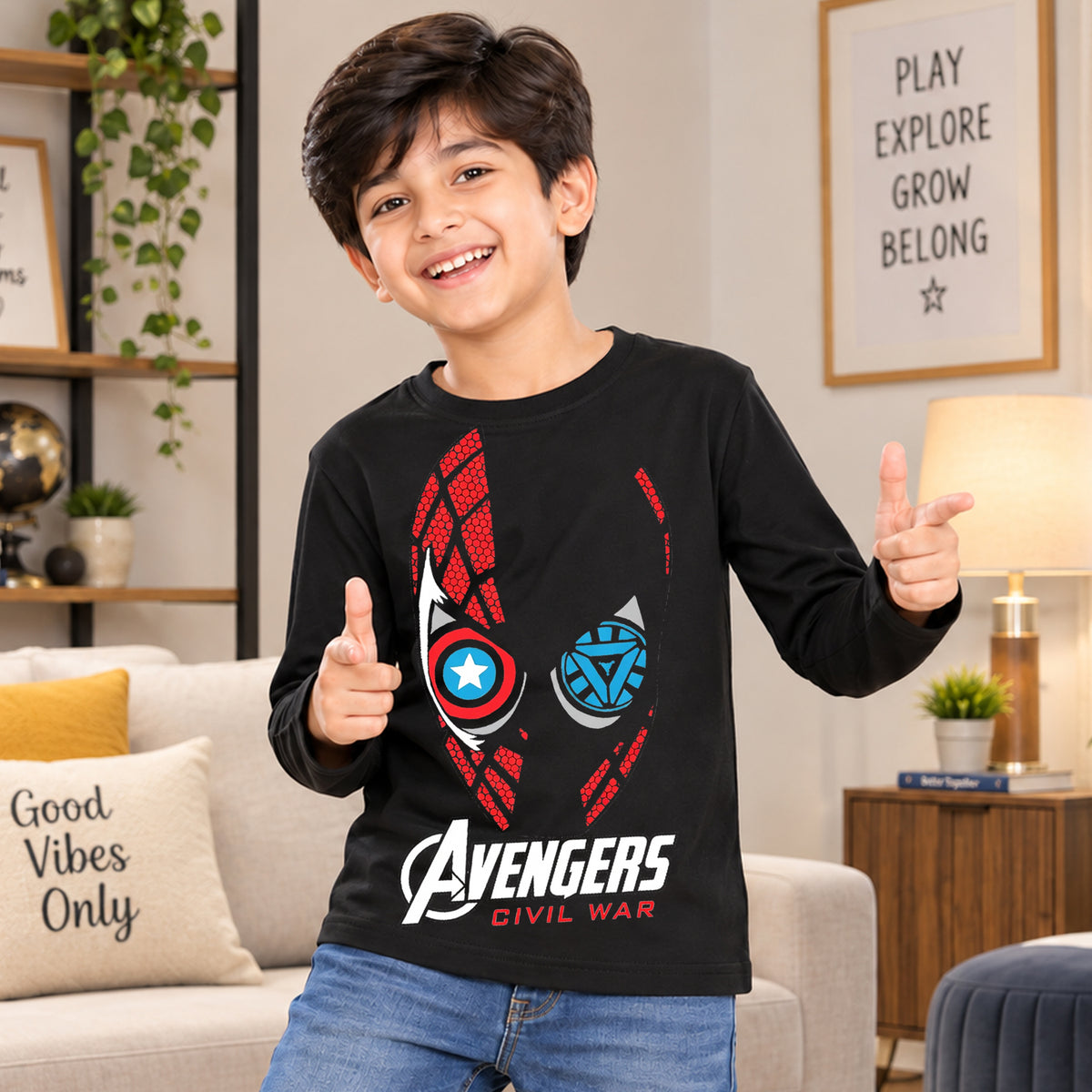 Kuchipoo © Marvel Boys Avengers & Spider-Man Printed Cotton T-Shirt Combo | Superheroes Graphic Cotton Tees | Casual Summer Wear | Pack of 3 (Copy)