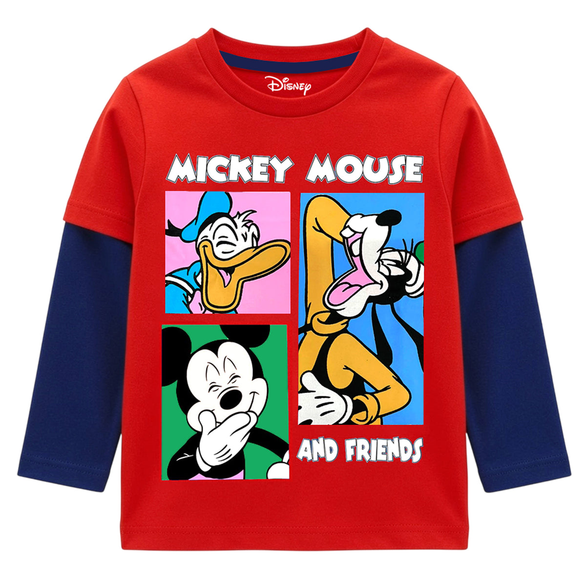 Kuchipoo © Disney Boys Mickey Mouse Printed Cotton T-Shirt Combo | Mickey & Friends Graphic Cotton Tees | Casual Summer Wear | Pack of 3