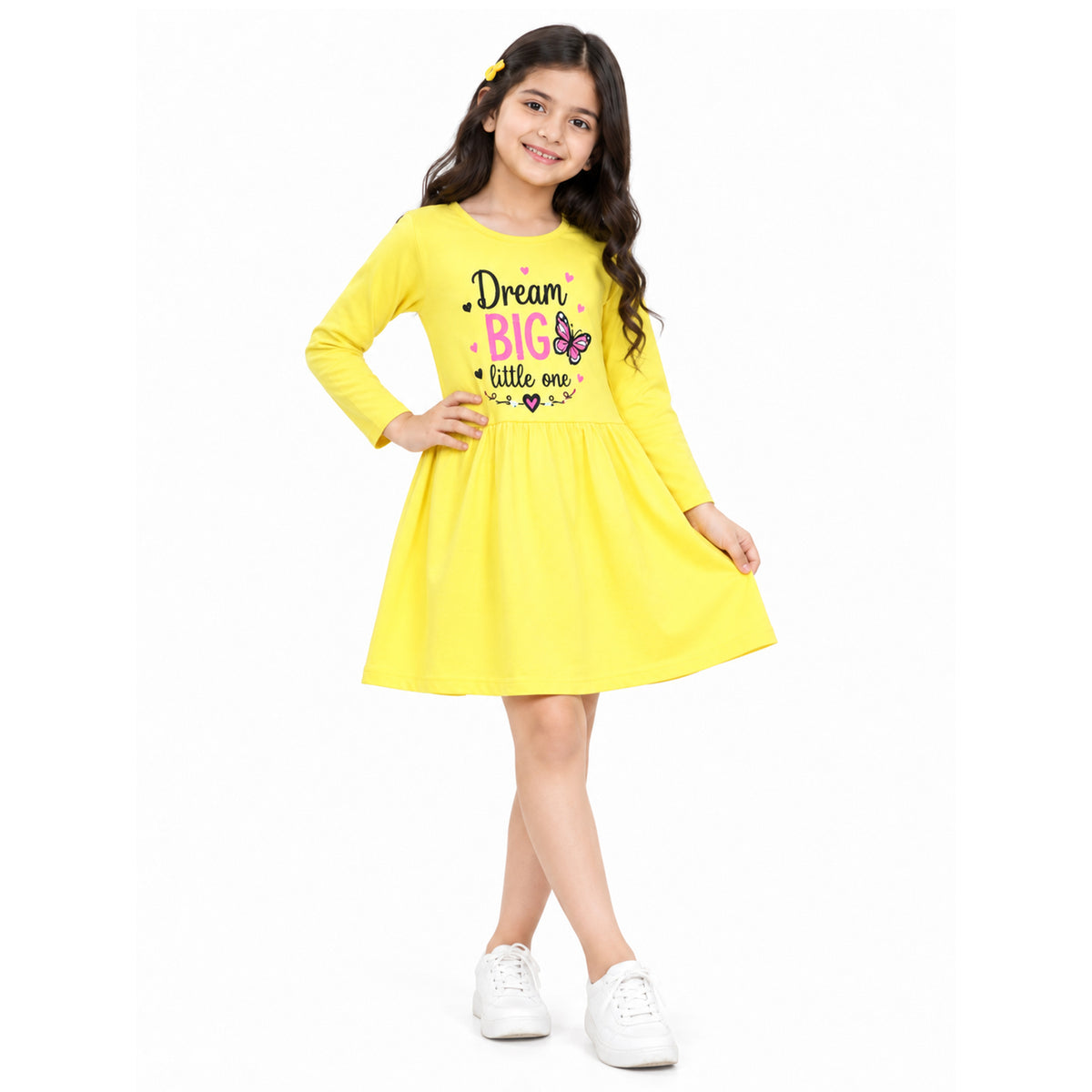 Kuchipoo Girls Cotton Printed Dresses Pack of 3 | Full Sleeve Round Neck Casual Frocks | Soft & Comfortable Everyday Wear for Kids