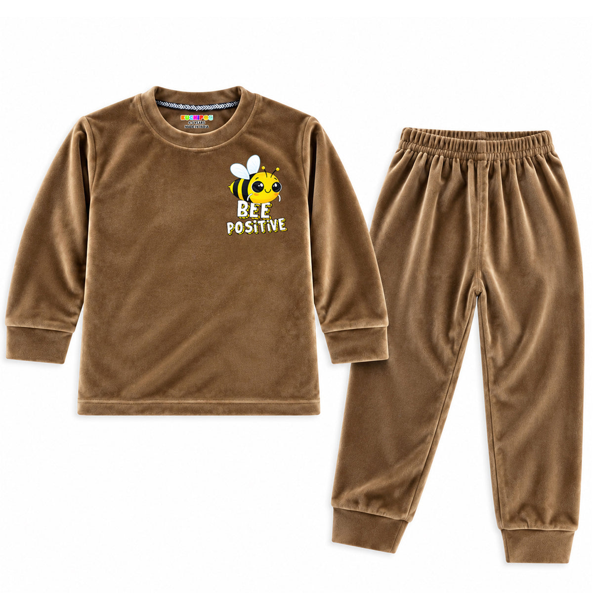 Kuchipoo Girls Velvet Top & Pajama Set | Soft Velour Round Neck Full Sleeve Top & Pajama | Warm Winterwear