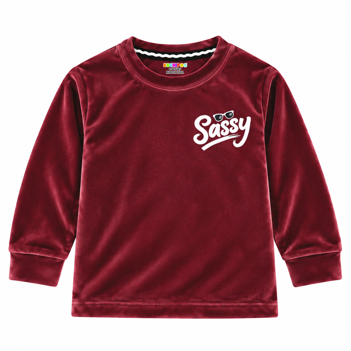 Kuchipoo Girls Velvet Top & Pajama Set | Soft Velour Round Neck Full Sleeve Top & Pajama | Warm Winterwear