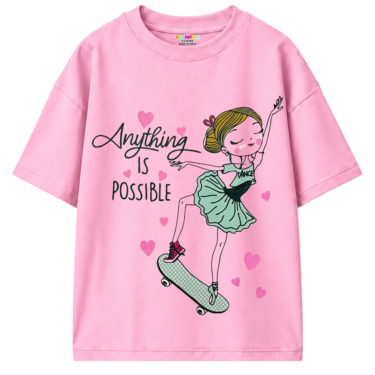KUCHIPOO Girls Half Sleeves T-Shirts