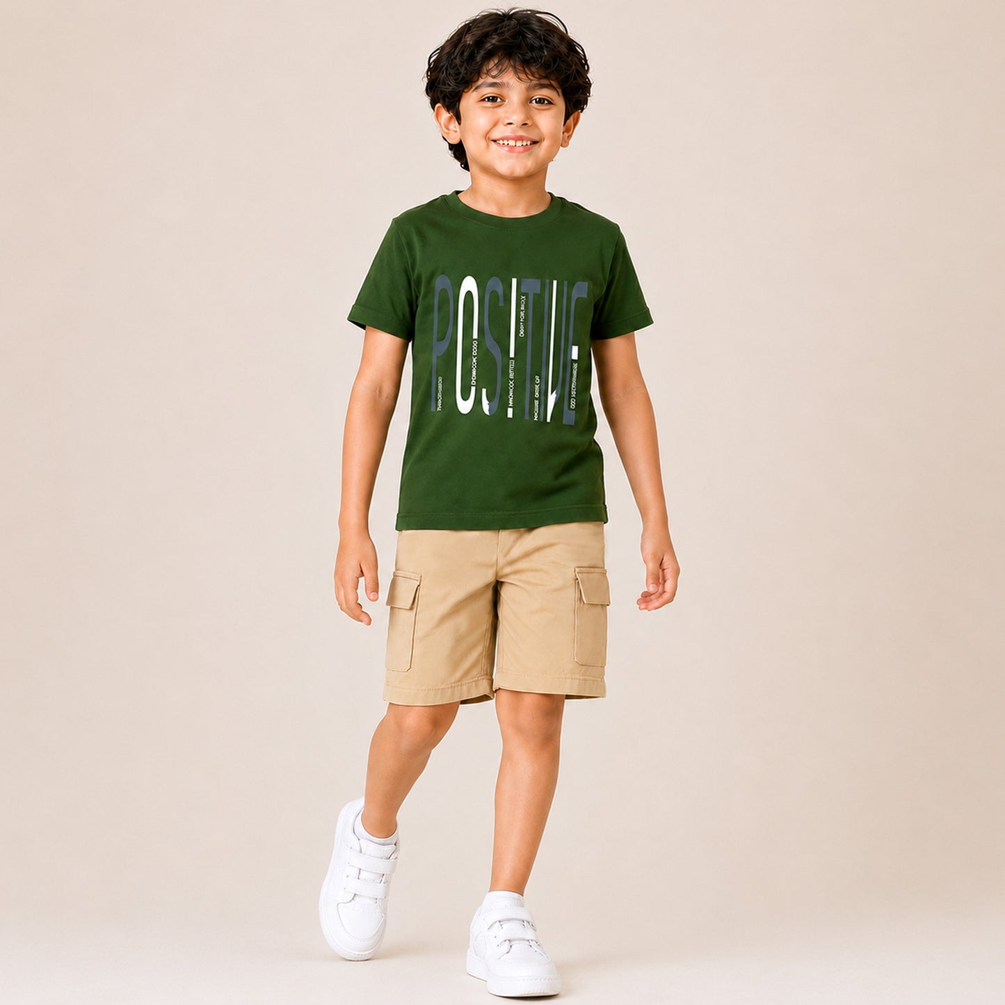 Kuchipoo Boys Cotton Half Sleeve T-Shirt & Cargo Shorts Set | Trendy Graphic Print Summer Wear | Soft & Breathable Kids Clothing Combo with Cargo Pockets | Pack of 2