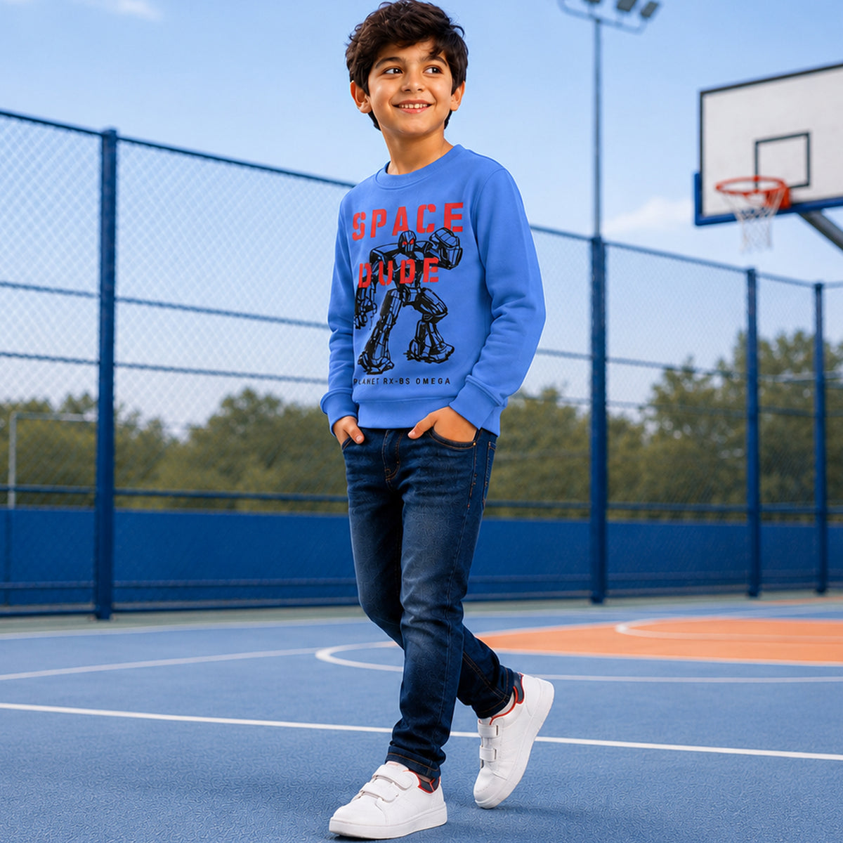 Kuchipoo Boys Graphic Printed Full Sleeve Round Neck Sweatshirt | Regular Fit Winterwear