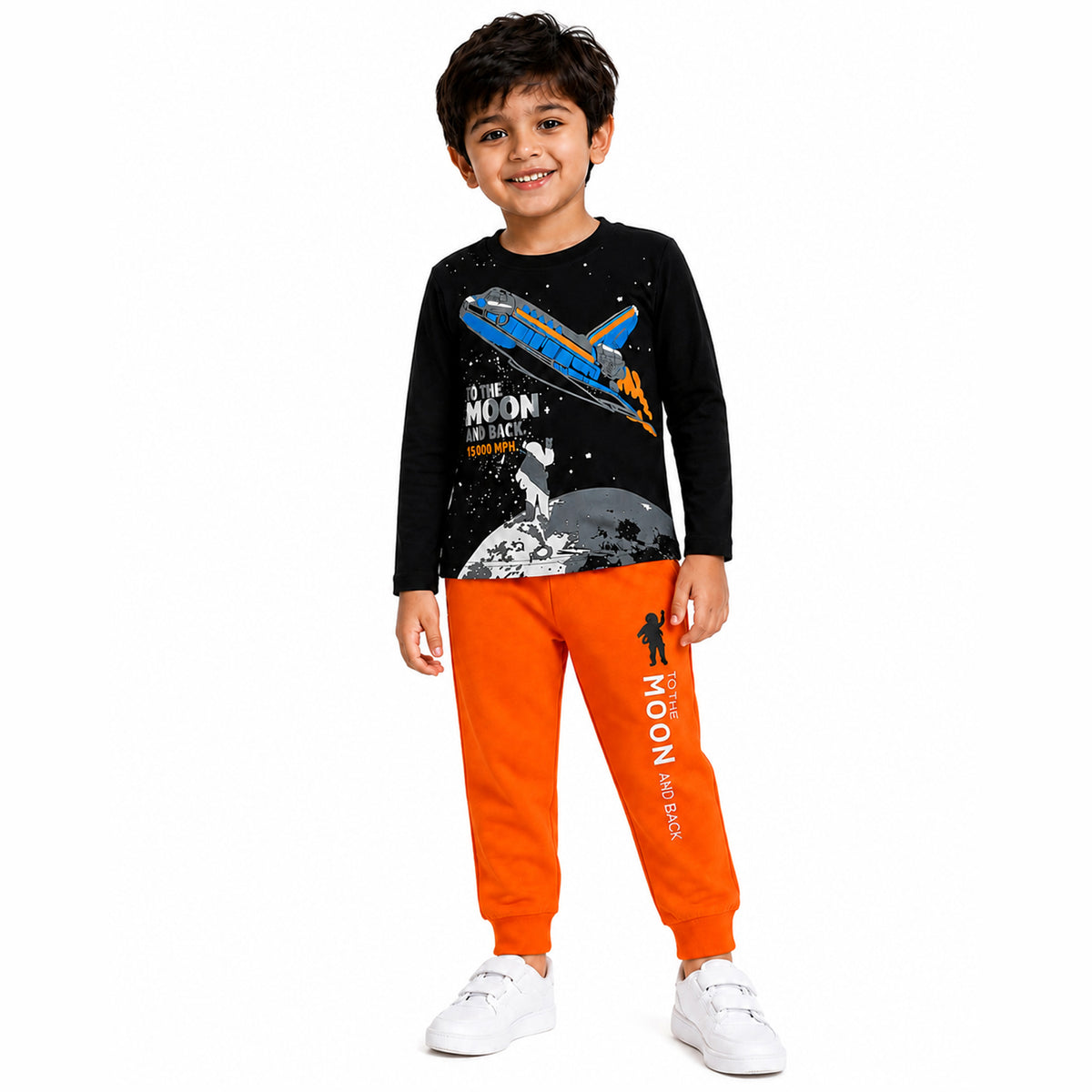Kuchipoo Boys Full Sleeves T-Shirt and Pajamas Set-Pack 0f 2