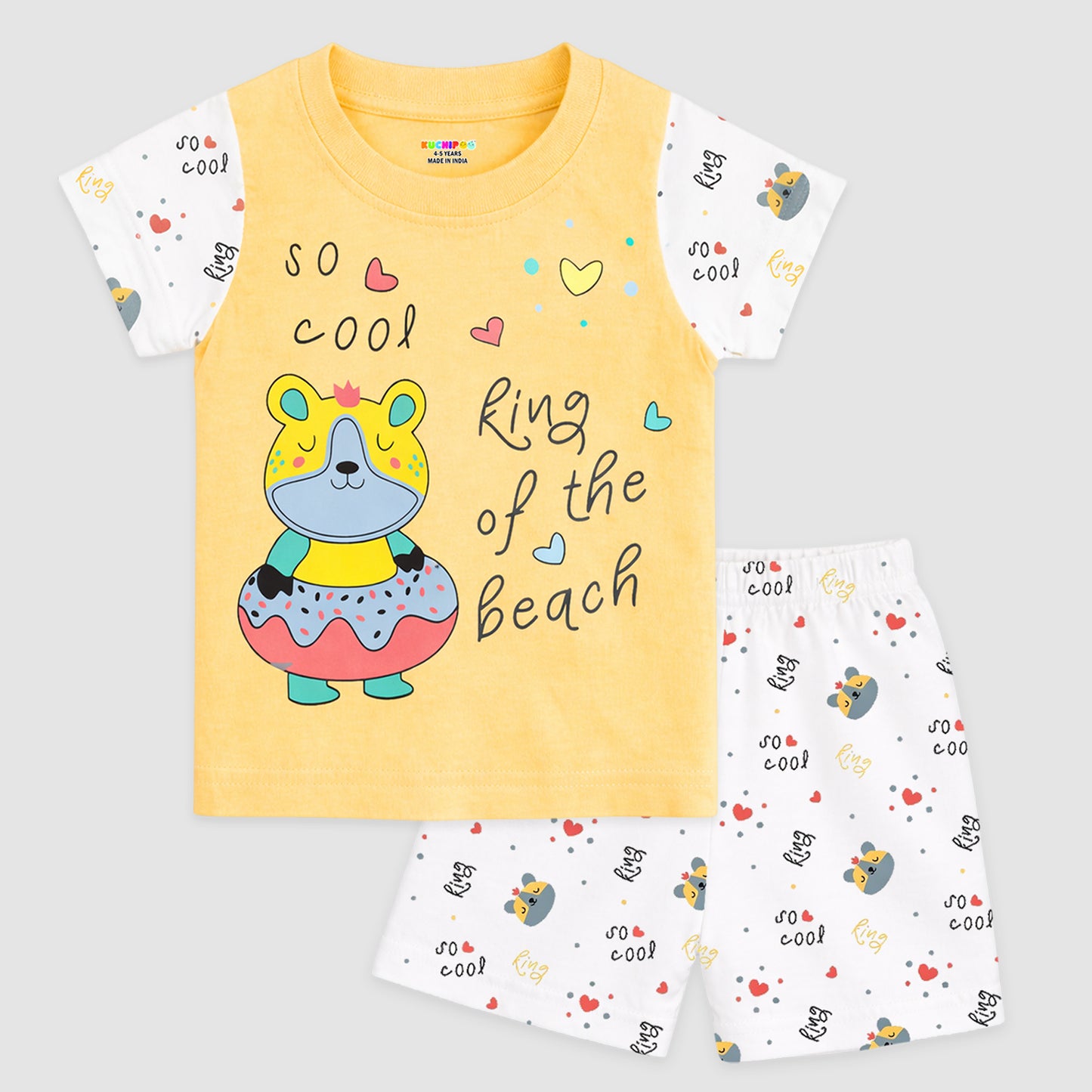Kuchipoo Girls 100% Cotton T-Shirt & Shorts Set | Printed Summer Wear Set | Soft & Comfortable Kids Clothing | Pack of 4