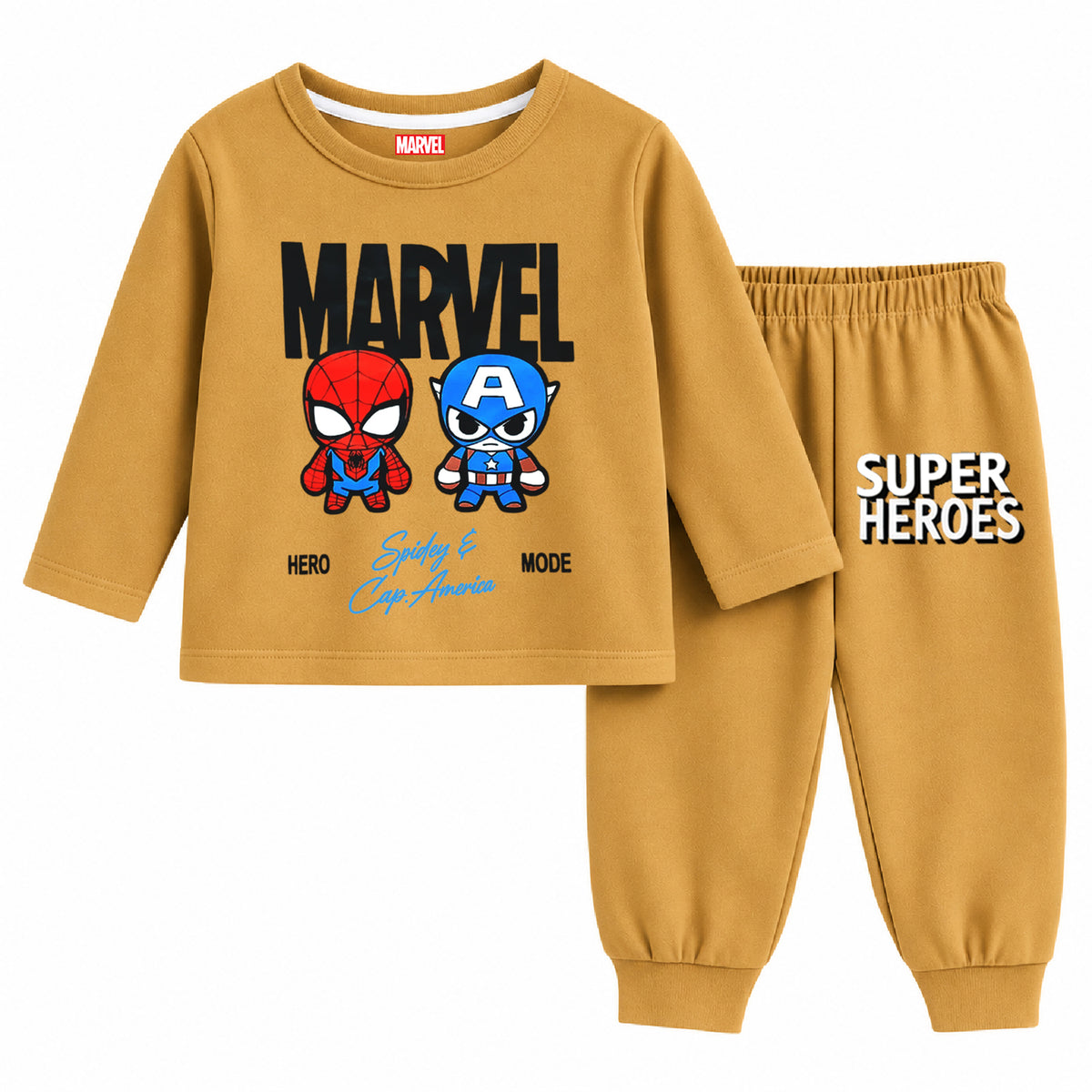 Kuchipoo © Marvel Boys Spiderman Printed Cotton T-Shirt & Pyjama Set | Full Sleeve Casual Wear | Pack of 2 Sets