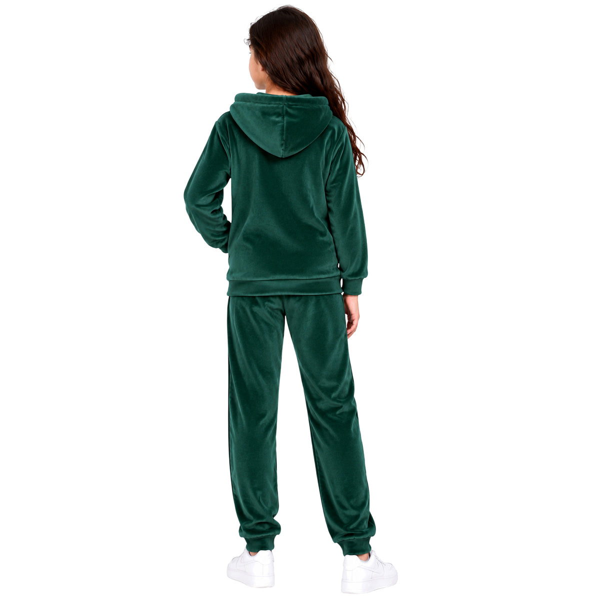 Kuchipoo Girls Velvet Hooded Sweatshirt & Jogger Set | Soft Velour Hoodie with Kangaroo Pocket & Pajama | Warm Full Sleeve Winterwear