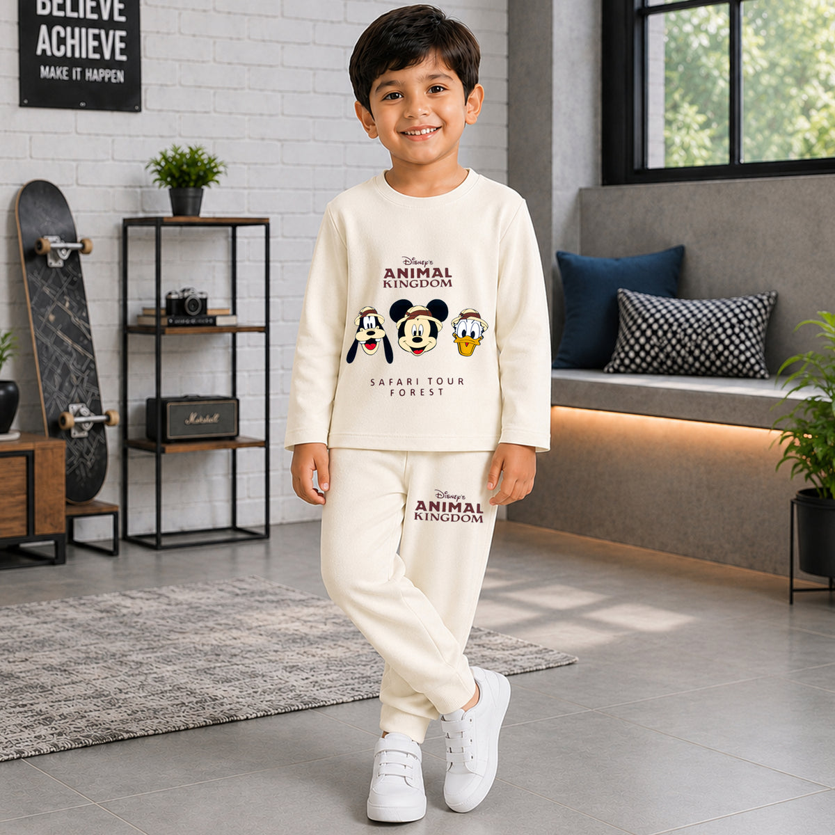 Kuchipoo © Disney Boys Mickey Mouse Printed Cotton T-Shirt & Pyjama Set | Full Sleeve Casual Wear | Pack of 2 Sets