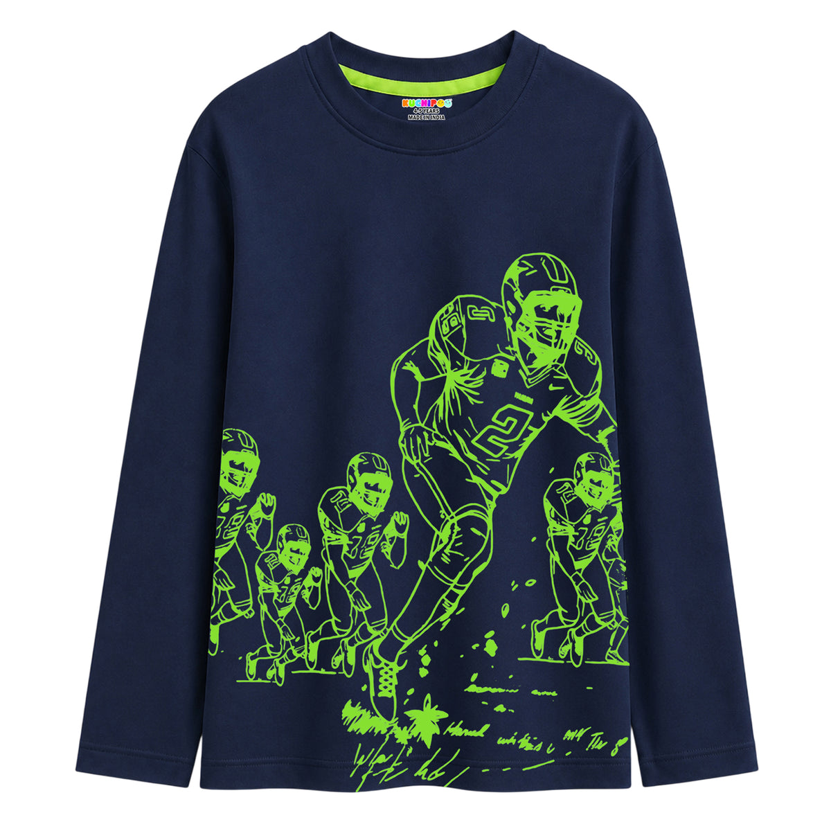 Kuchipoo Boys Cotton Printed T-Shirts | Full Sleeve Round Neck | Soft & Comfortable Casual Wear for Kids | Pack of 5