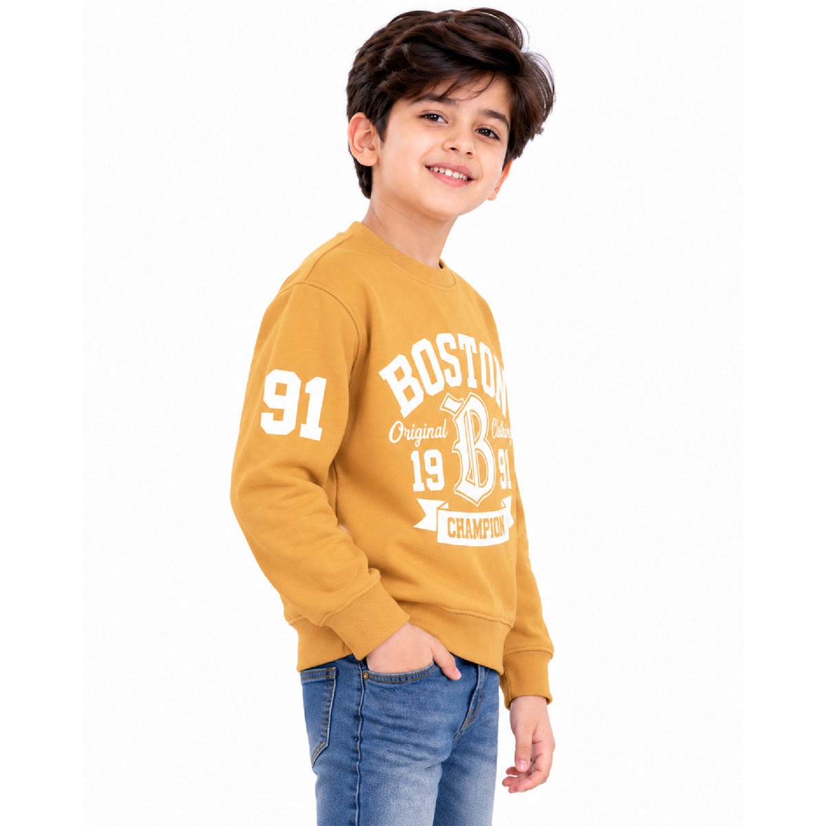Kuchipoo Boys Graphic Printed Full Sleeve Round Neck Sweatshirt | Regular Fit Winterwear