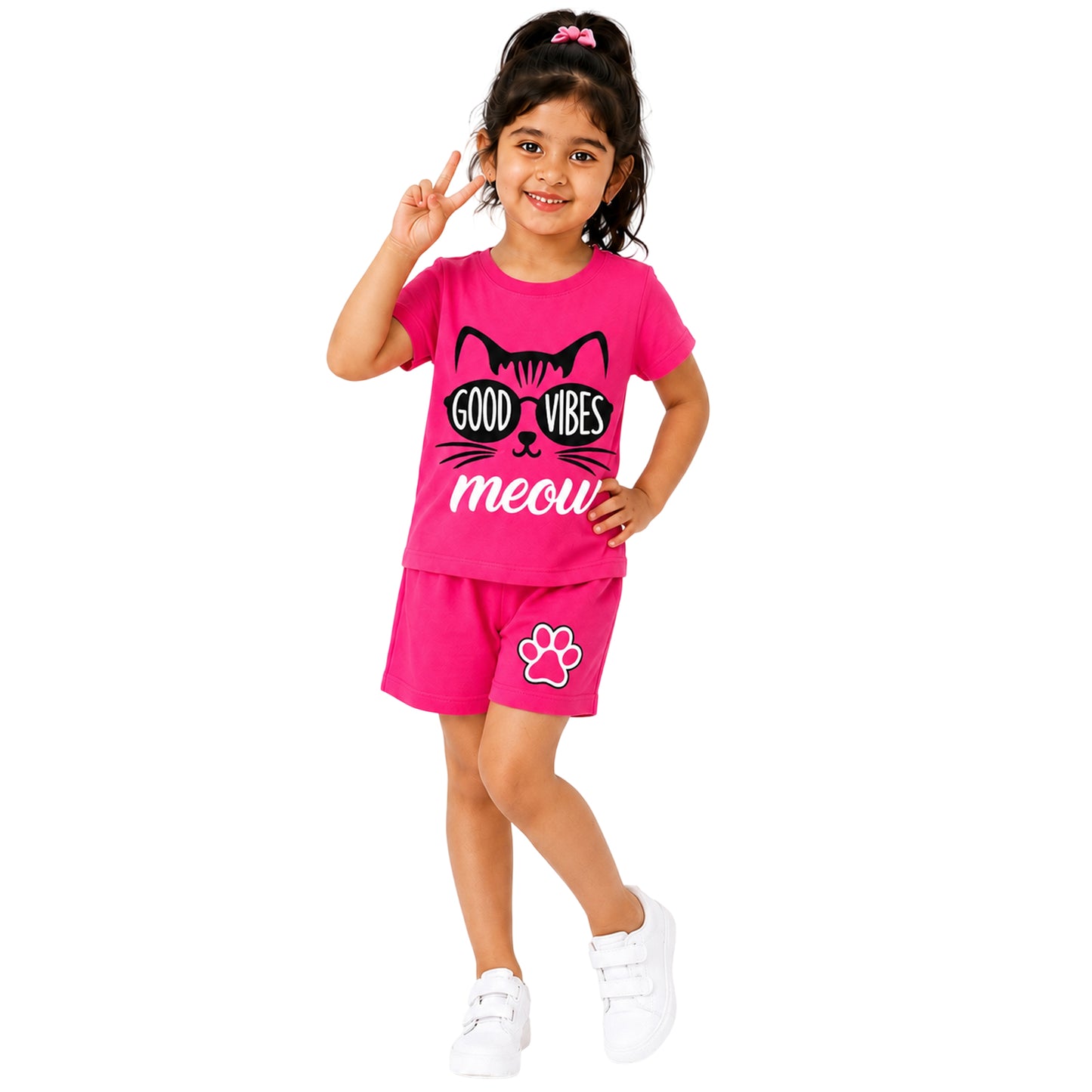 Kuchipoo Girls Cotton T-Shirt & Shorts | Printed Summer Wear Set | Soft & Comfortable Kids Clothing | Pack of 3