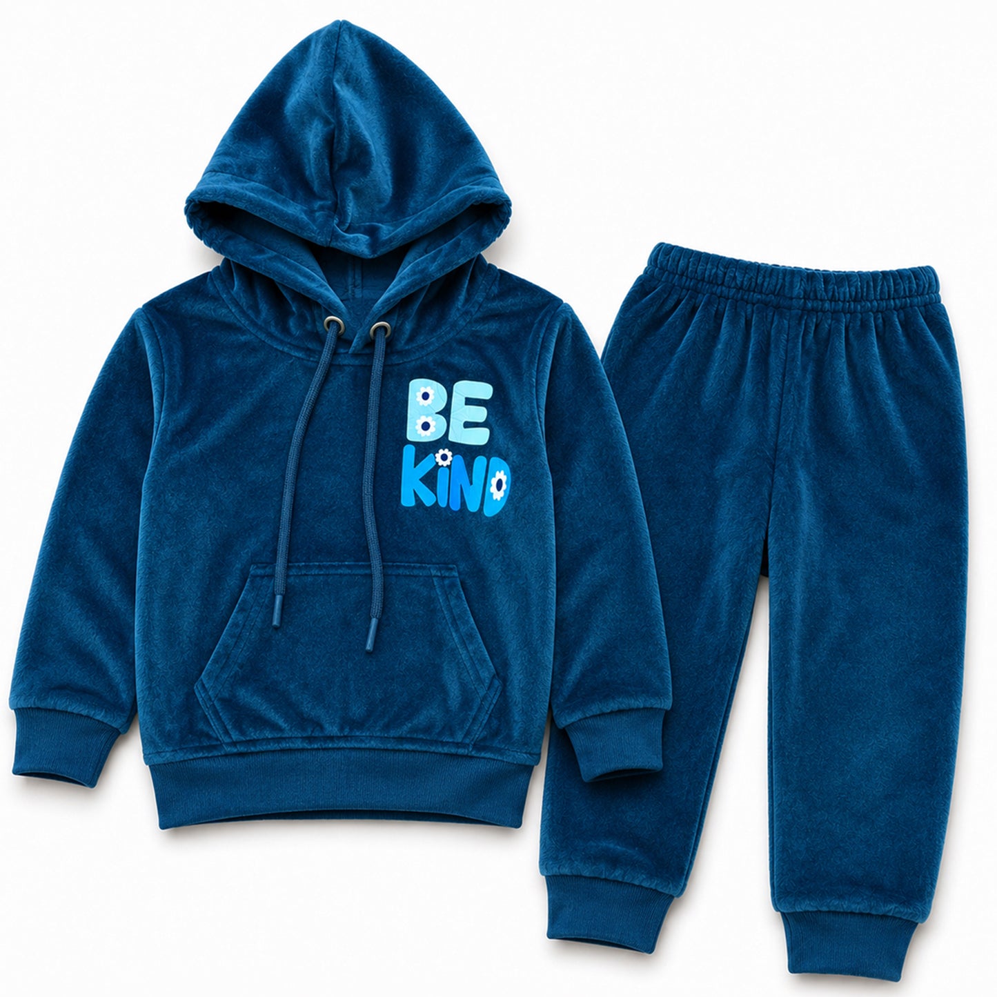 Kuchipoo Girls Velvet Hooded Sweatshirt & Jogger Set | Soft Velour Hoodie with Kangaroo Pocket & Pajama | Warm Full Sleeve Winterwear