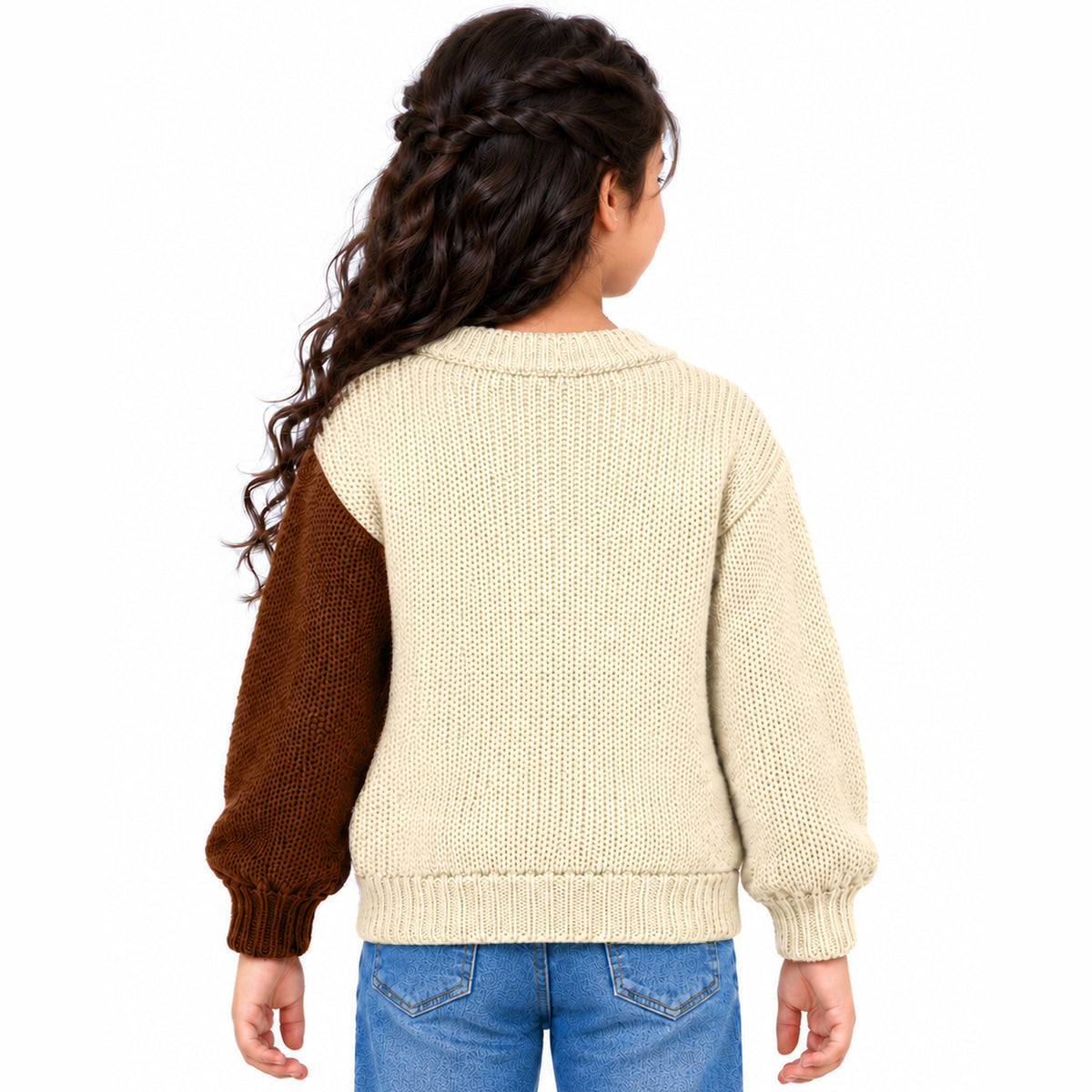 Kuchipoo Girls' Winter Wear Knitted Sweater | Full Sleeves Warm Pullover | Casual & Stylish Kids' Jumper