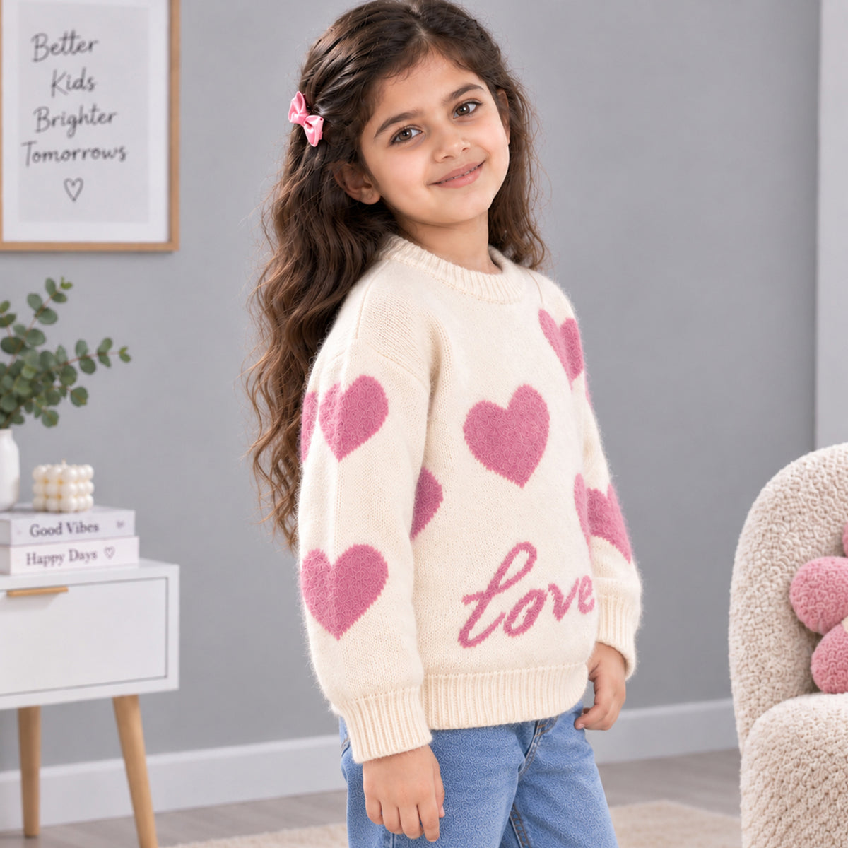 Kuchipoo Girls' Winter Wear Knitted Sweater | Full Sleeves Warm Pullover | Casual & Stylish Kids' Jumper