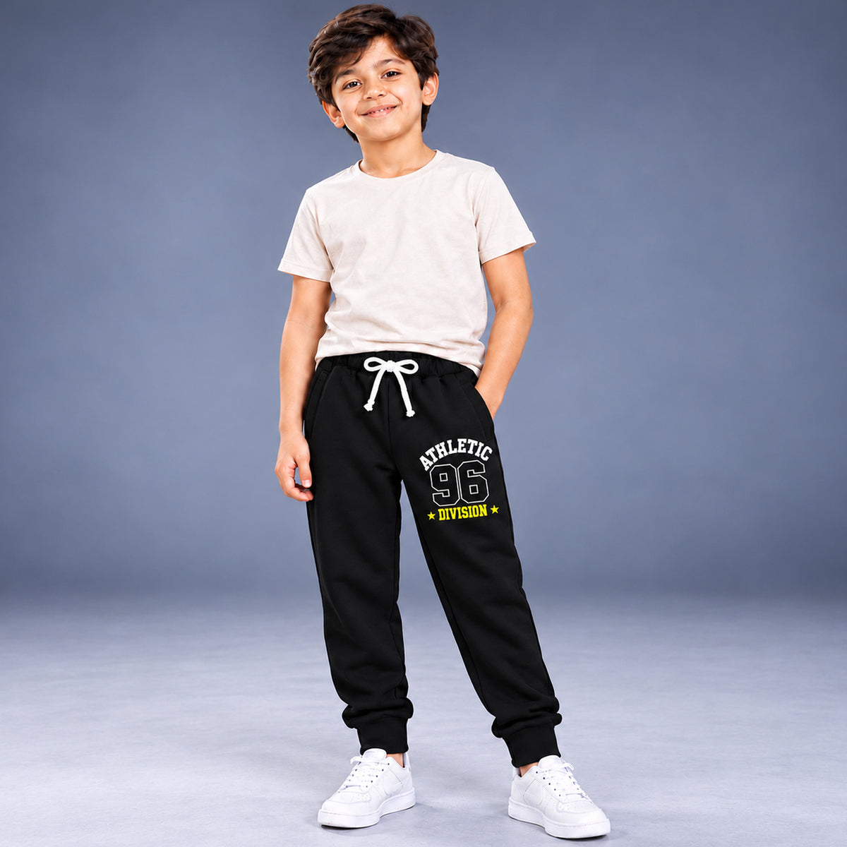 Kuchipoo Boys Printed Jogger Track Pants | Soft & Comfortable Regular Fit Lower with Elastic Waist, Drawstring & Ribbed Cuffs | Casual Sportswear for Kids | Pack of 3