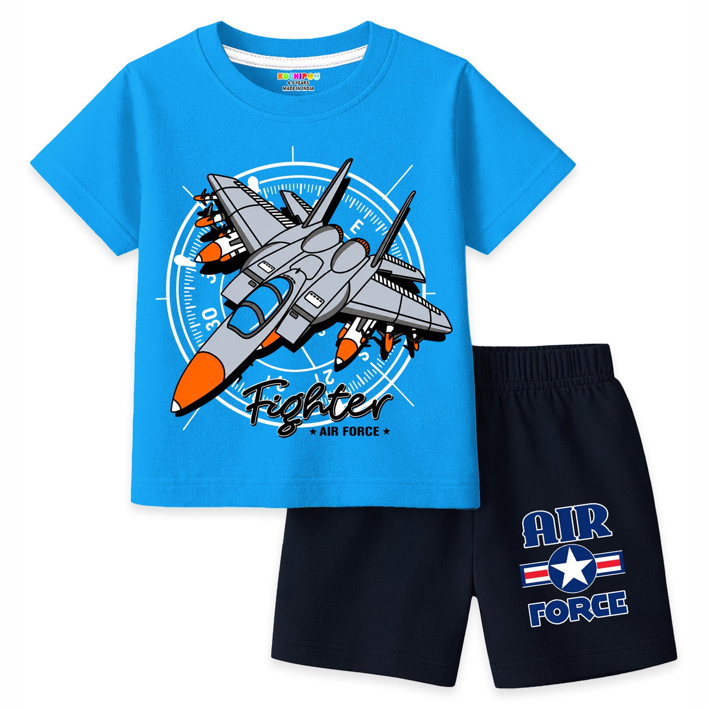 Kuchipoo Boys Cotton T-Shirt & Shorts Set | Half Sleeve Round Neck Top with Elastic Waist Shorts | Soft & Comfortable Casual Wear for Kids | Pack of 3