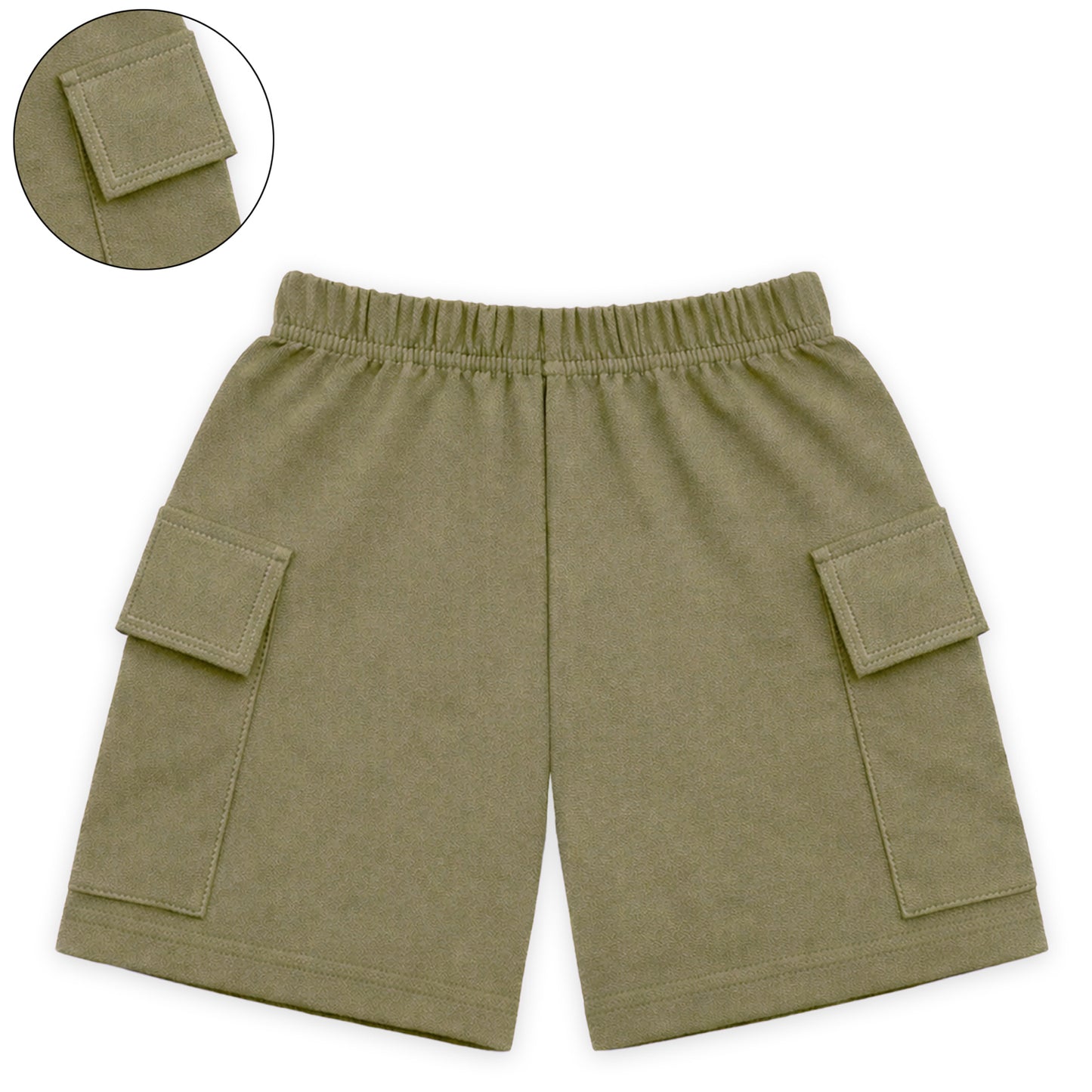 Kuchipoo Boys Cotton Cargo Shorts | Elastic Waistband | Double Pocket Shorts | Summer Casual Wear for Kids | Pack of 3