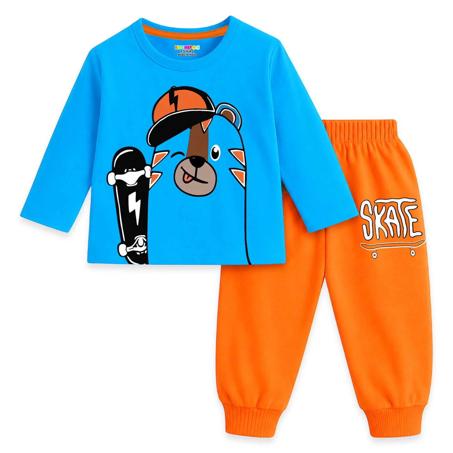 Kuchipoo Boys Regular Fit Cotton T-Shirts and Pyjamas Clothing Set-Pack of 3