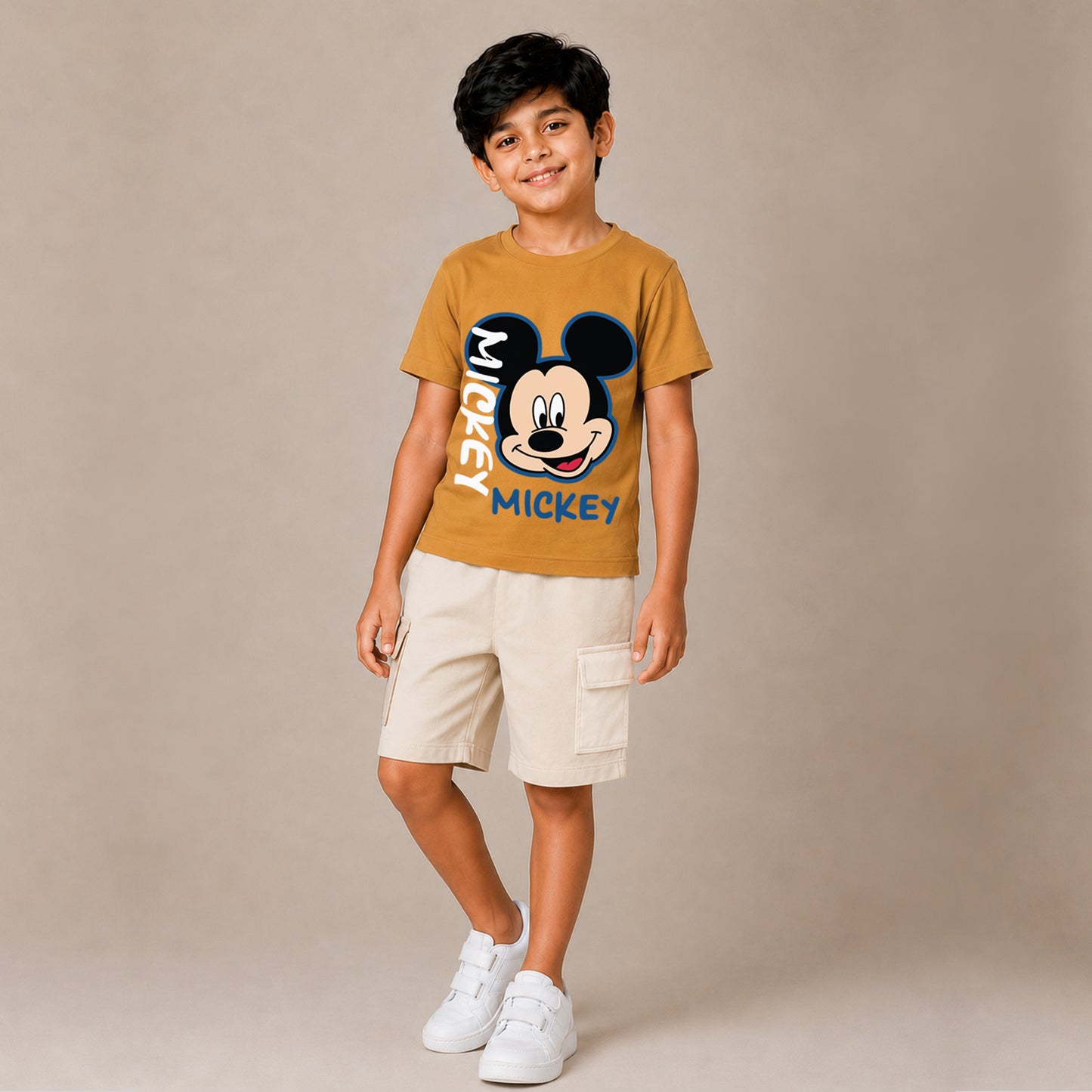 Kuchipoo © Disney Boys Regular Fit Cotton T-Shirts and Cargo Shorts Set - Pack of 2