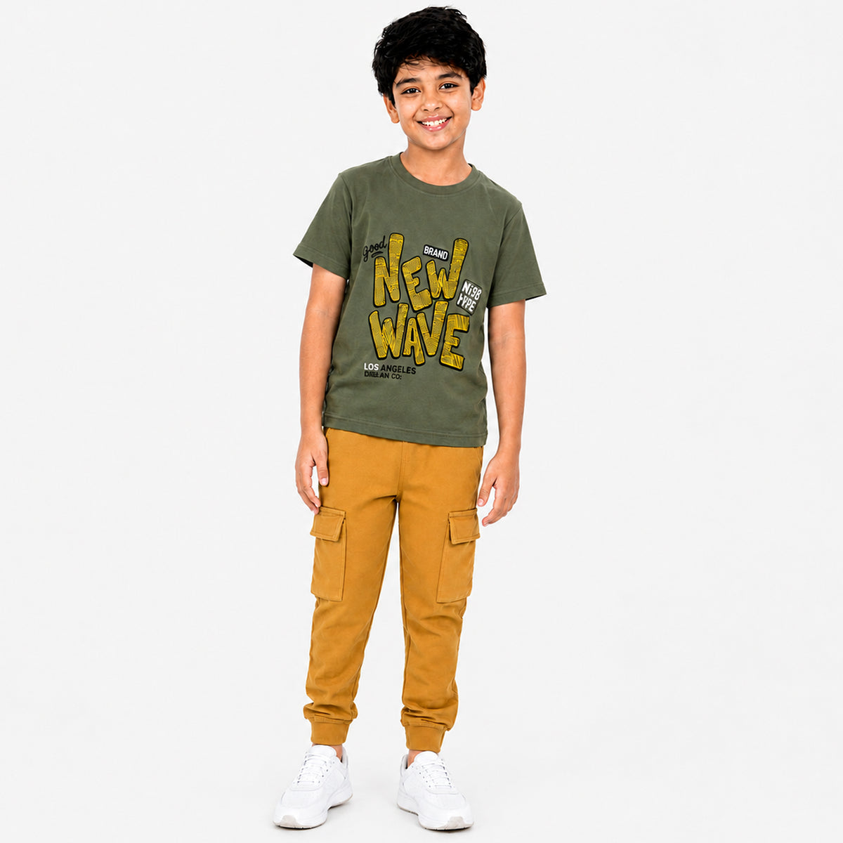 Kuchipoo Boys Cotton Half Sleeve T-Shirt & Cargo Joggers Set | Trendy Graphic Print Summer Wear | Soft & Breathable Kids Clothing Combo with Cargo Pockets | Pack of 2