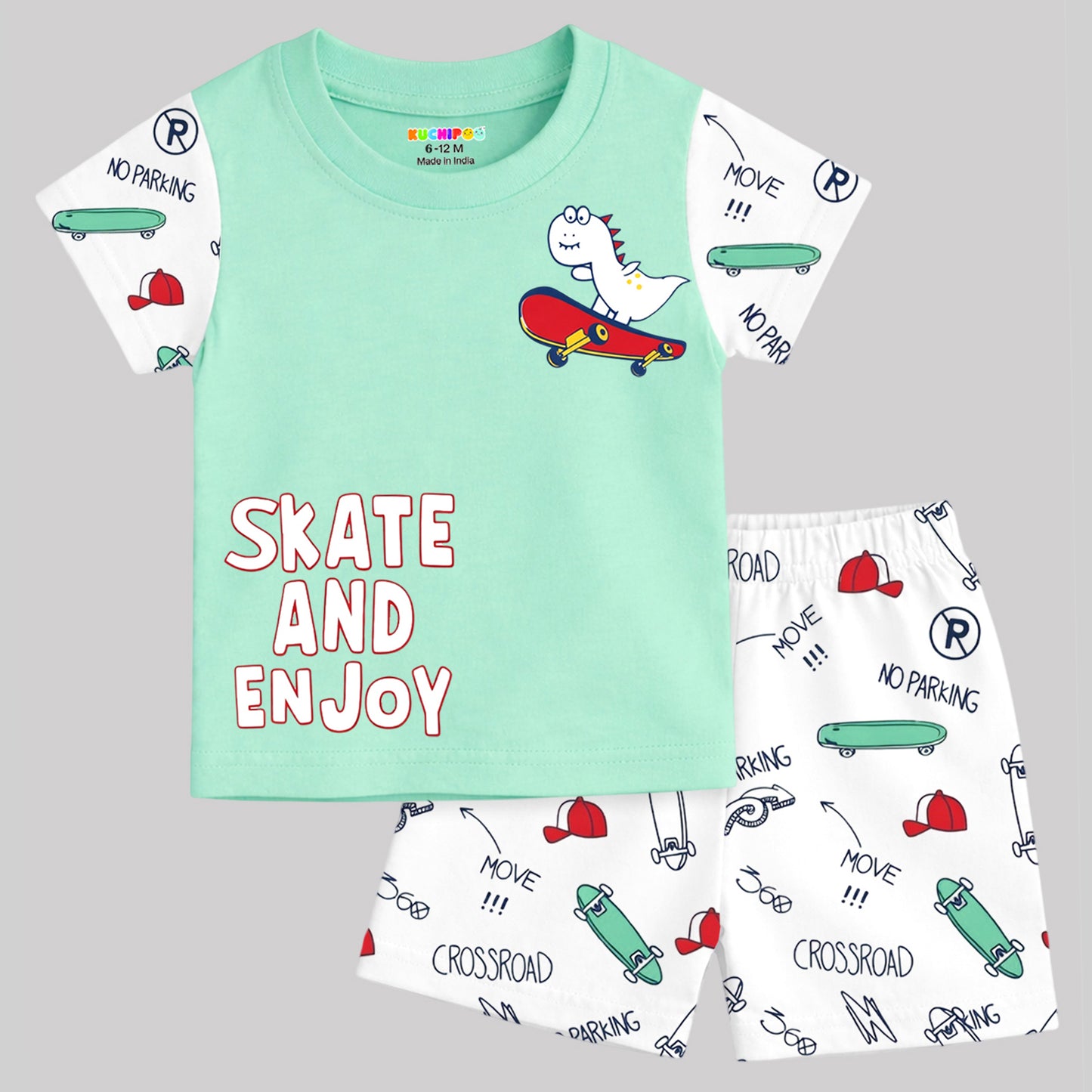 Kuchipoo Boys 100% Cotton T-Shirt & Shorts Set | Printed Summer Wear Set | Soft & Comfortable Kids Clothing | Pack of 4