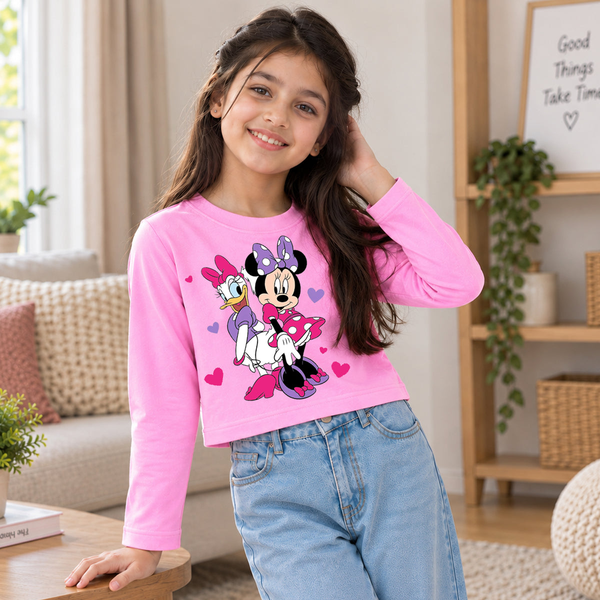 Kuchipoo © Disney Girls Minnie Mouse Crop T-Shirt Combo | Minnie & Friends Graphic Cotton Tees | Casual Summer Wear | Pack of 3