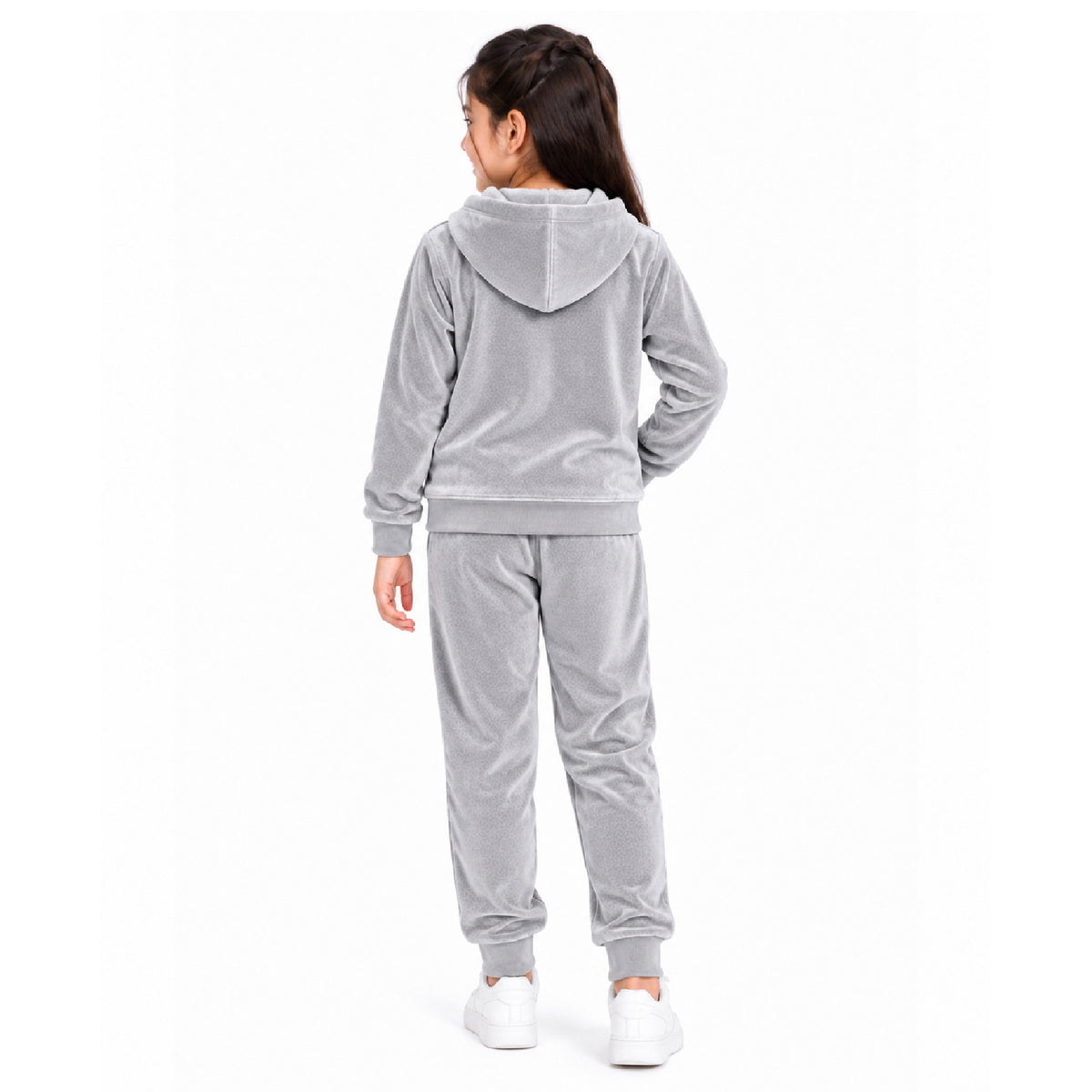 Kuchipoo Girls Velvet Hooded Sweatshirt & Jogger Set | Soft Velour Hoodie with Kangaroo Pocket & Pajama | Warm Full Sleeve Winterwear