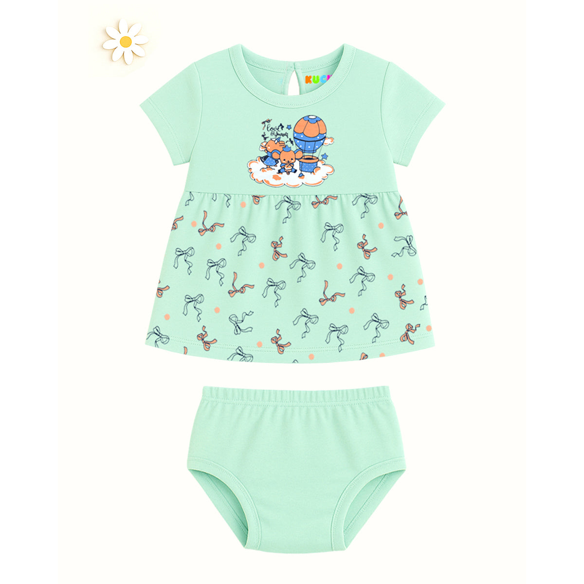 Kuchipoo Girls Regular Fit Short Sleeves Dress