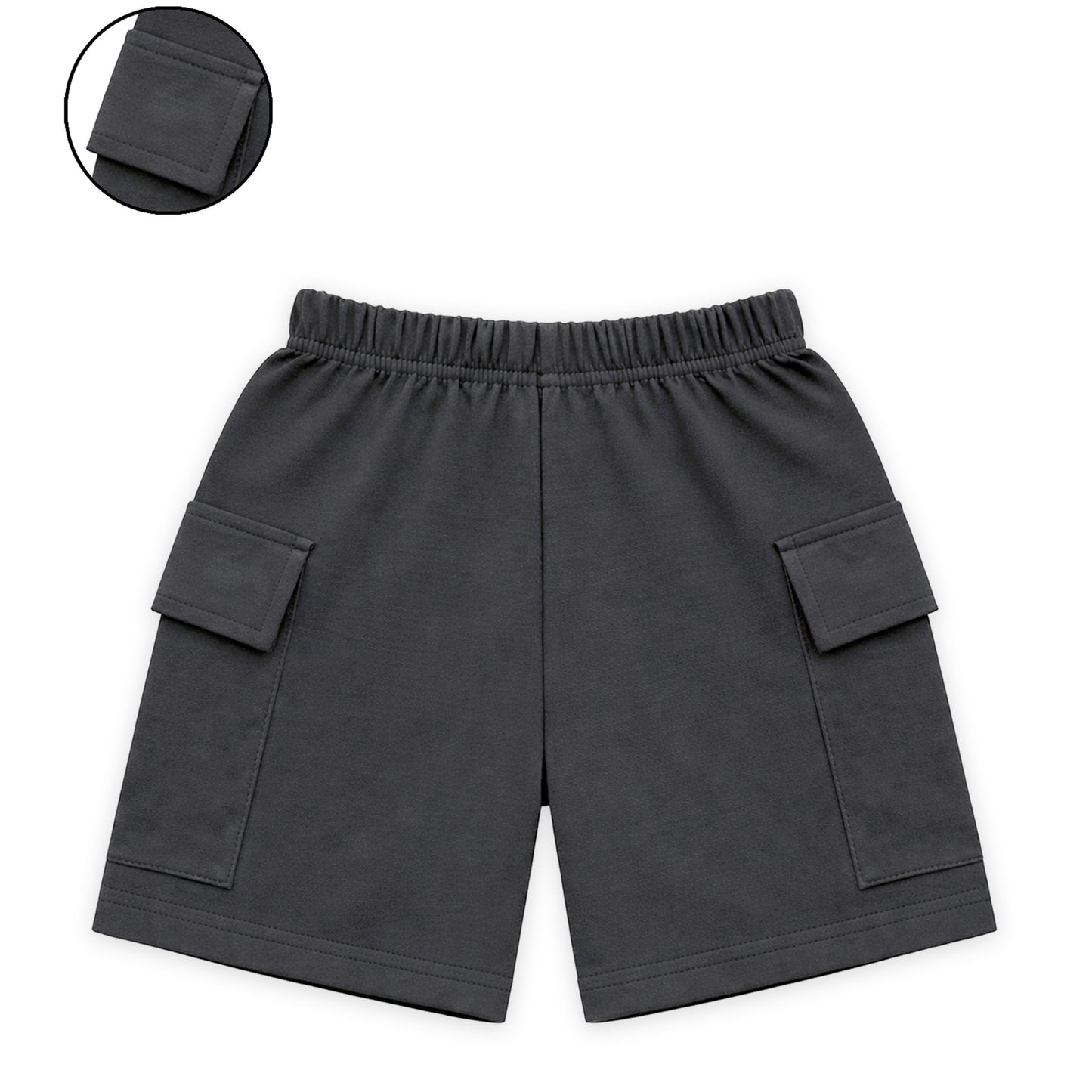 Kuchipoo Boys Cotton Cargo Shorts | Elastic Waistband | Double Pocket Shorts | Summer Casual Wear for Kids | Pack of 3