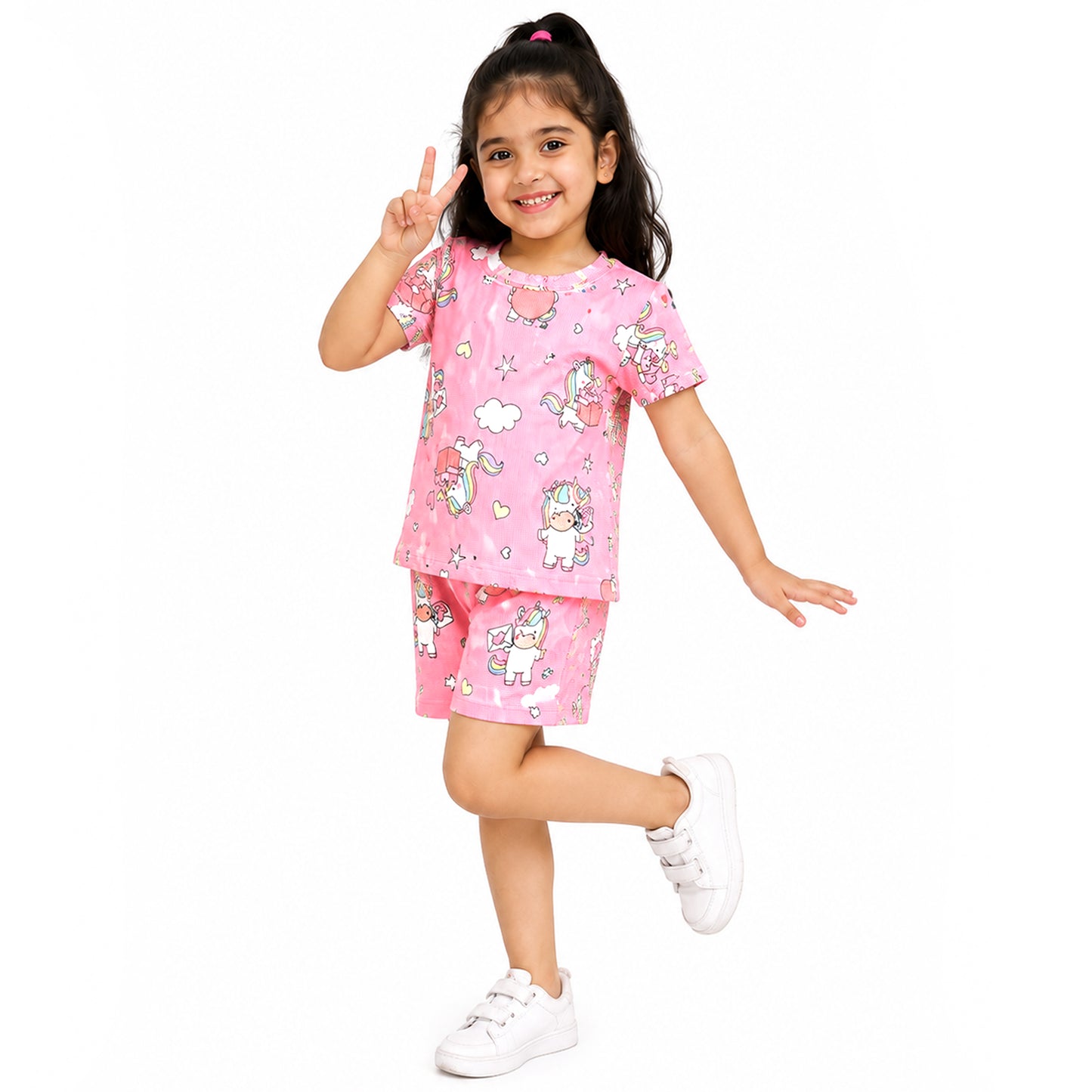 Kuchipoo Girls Cotton T-Shirt & Shorts | Printed Summer Wear Set | Soft & Comfortable Kids Clothing | Pack of 3