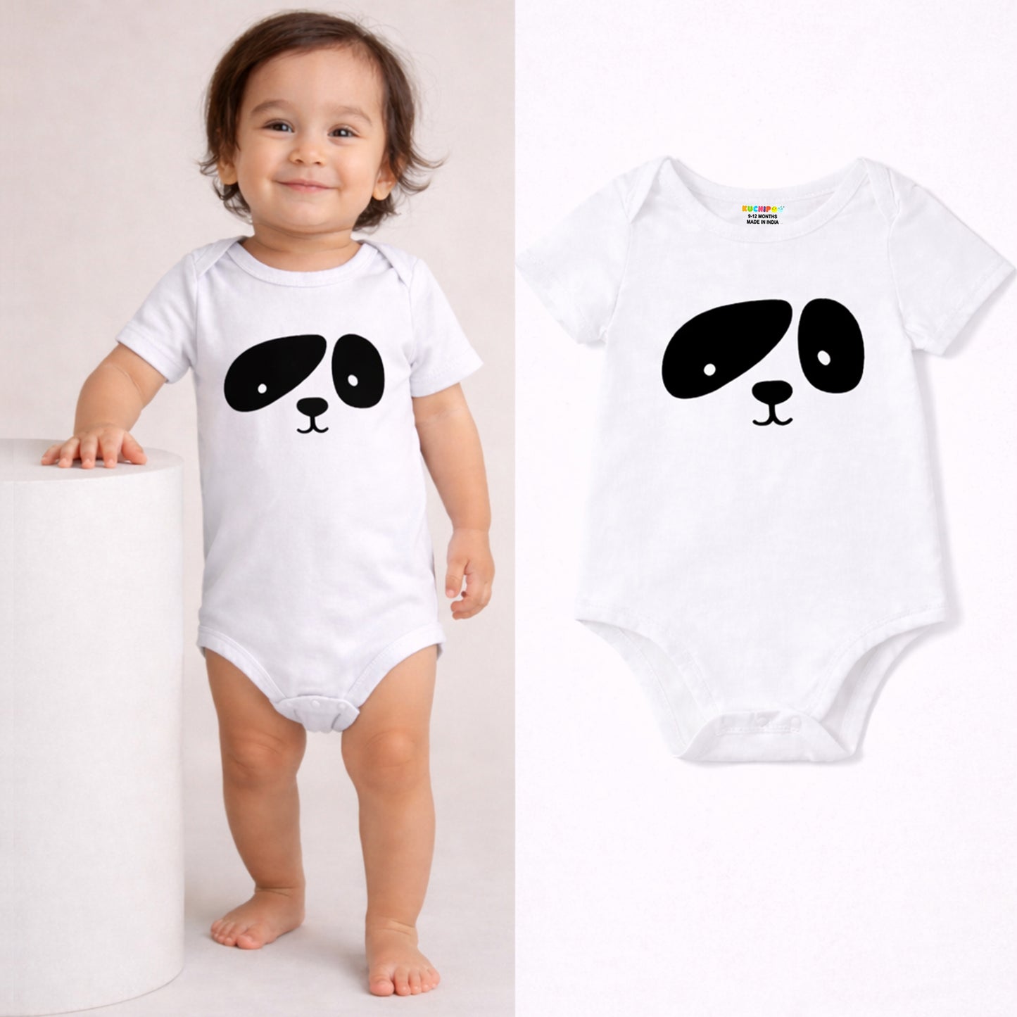 Kuchipoo 100% Cotton Baby Bodysuit Romper | Soft & Breathable Infant Clothing | Short Sleeve, Envelope Neck, Snap Button Closure | Pack of 3