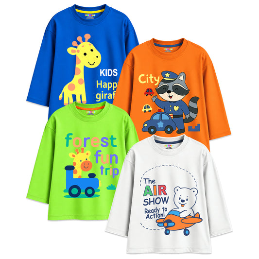 Kuchipoo Boys Full Sleeves Regular Fit Cotton T-Shirt