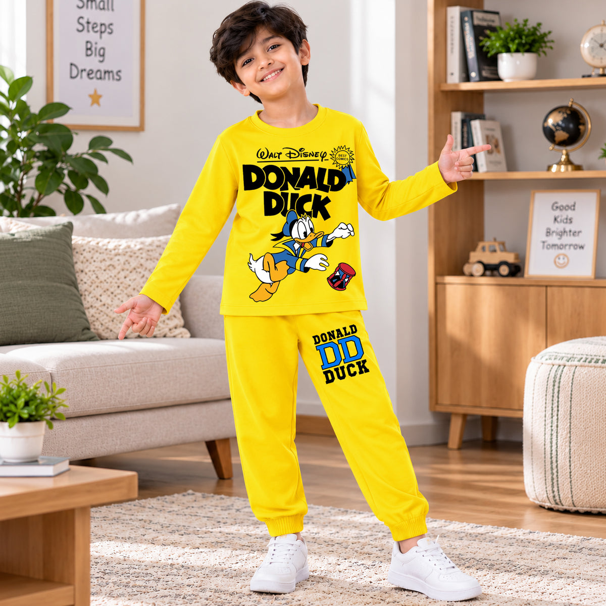 Kuchipoo © Disney Boys Mickey Mouse Printed Cotton T-Shirt & Pyjama Set | Full Sleeve Casual Wear | Pack of 3 Sets