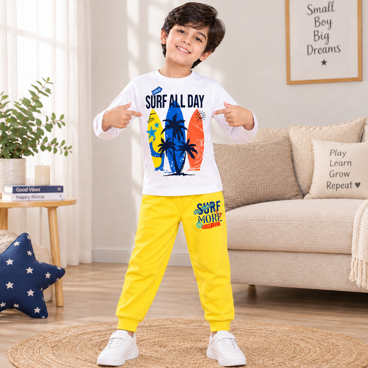Kuchipoo Boys Cotton Printed T-Shirt & Pyjama Sets | Full Sleeve Regular Fit Casual Clothing Sets | Pack of 3