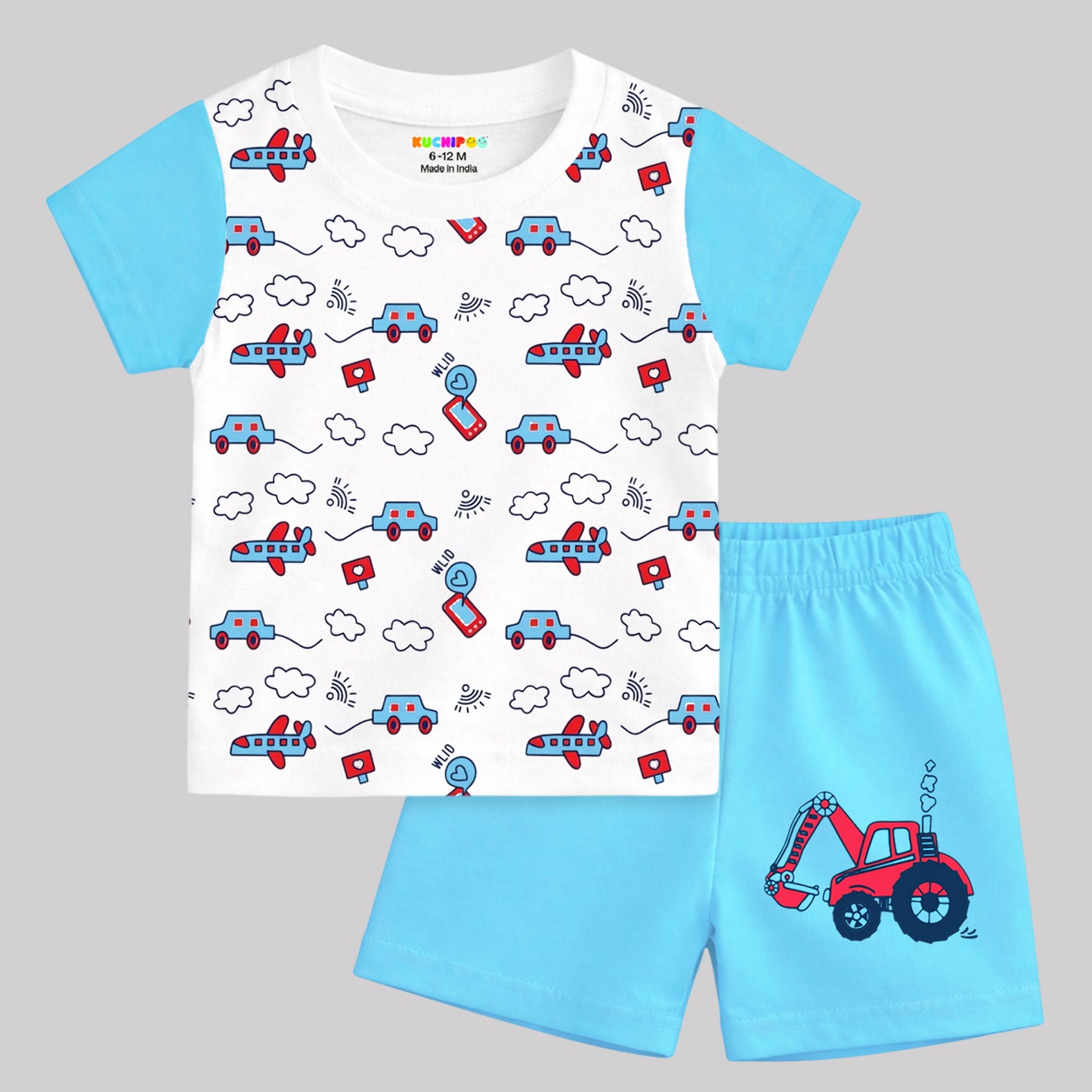 Kuchipoo Boys 100% Cotton T-Shirt & Shorts Set | Printed Summer Wear Set | Soft & Comfortable Kids Clothing | Pack of 4