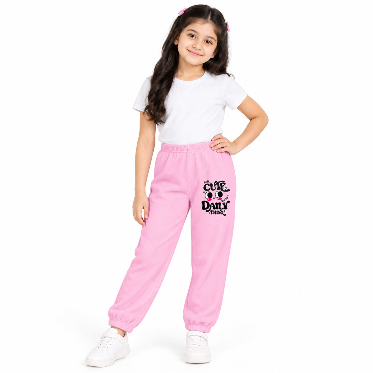 Kuchipoo Girls Cotton Jogger Pants | Soft Elastic Waist Comfortable Track Pants for Girls | Casual Joggers for Kids | Pack of 3