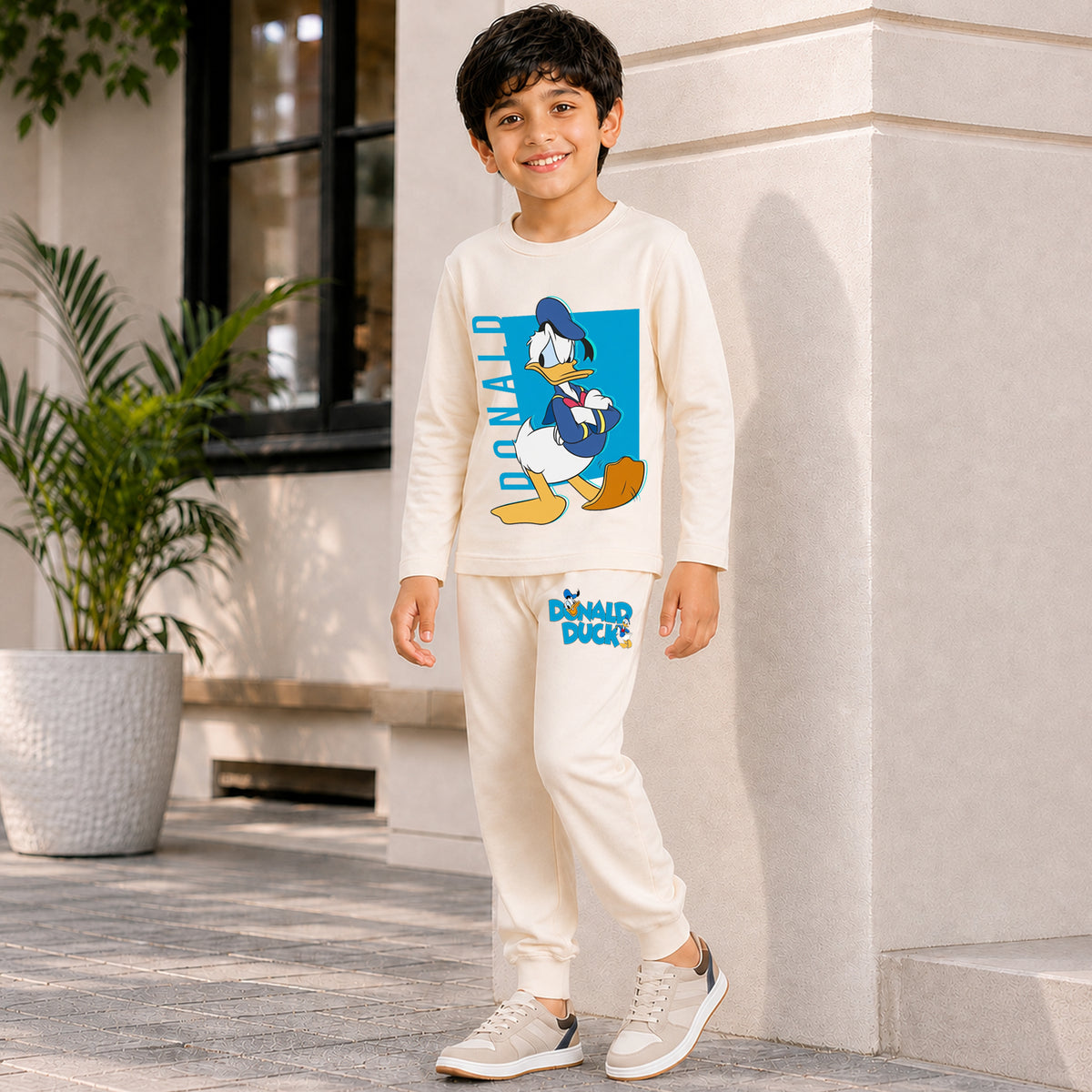 Kuchipoo © Disney Boys Mickey Mouse Printed Cotton T-Shirt & Pyjama Set | Full Sleeve Casual Wear | Pack of 2 Sets