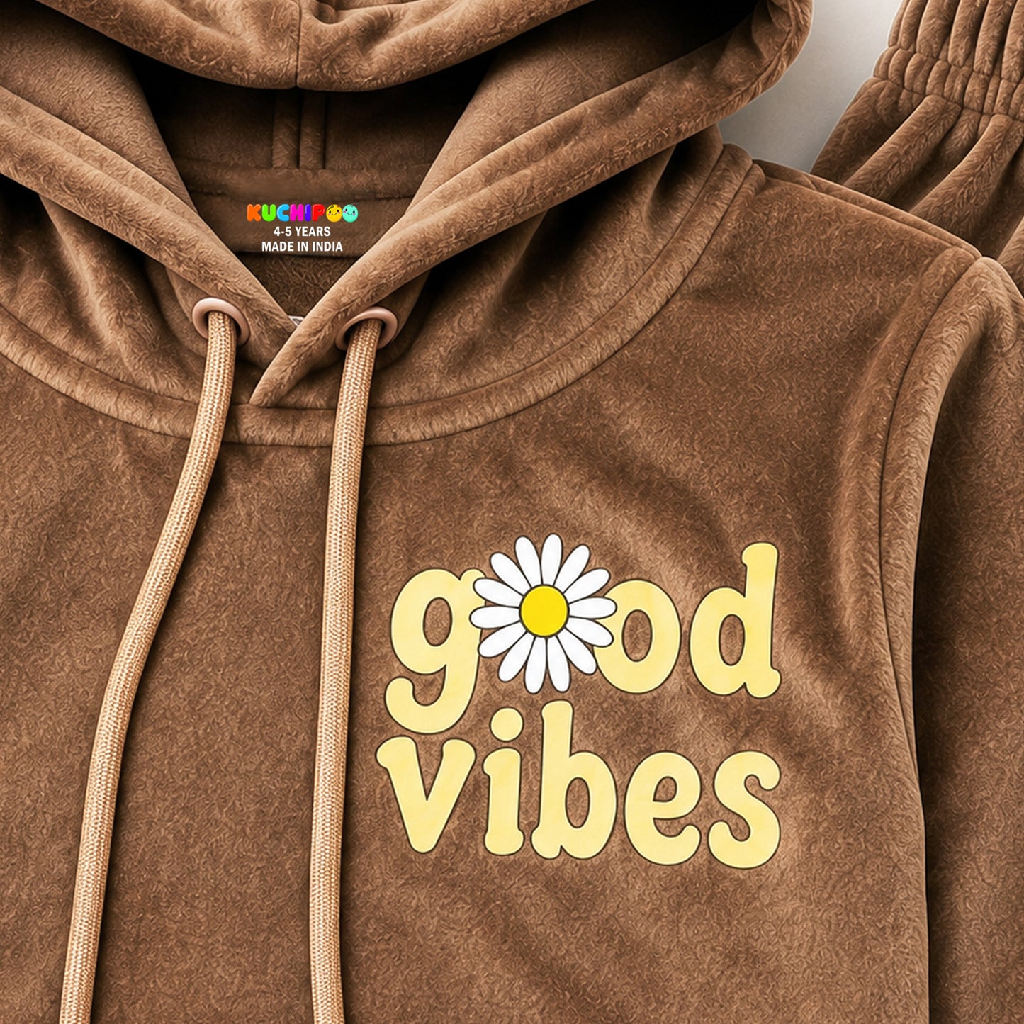 Kuchipoo Girls Velvet Hooded Sweatshirt & Jogger Set | Soft Velour Hoodie with Kangaroo Pocket & Pajama | Warm Full Sleeve Winterwear