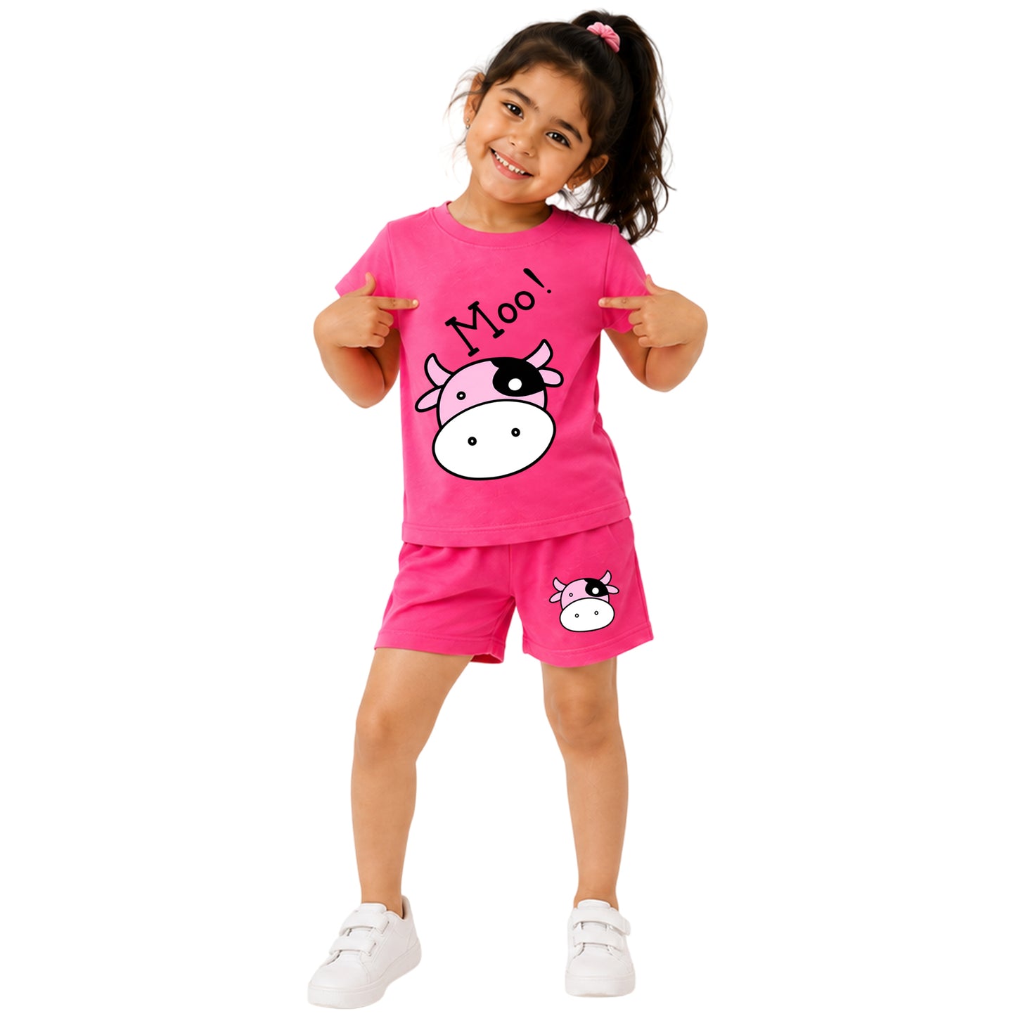 Kuchipoo Girls Cotton T-Shirt & Shorts | Printed Summer Wear Set | Soft & Comfortable Kids Clothing | Pack of 3