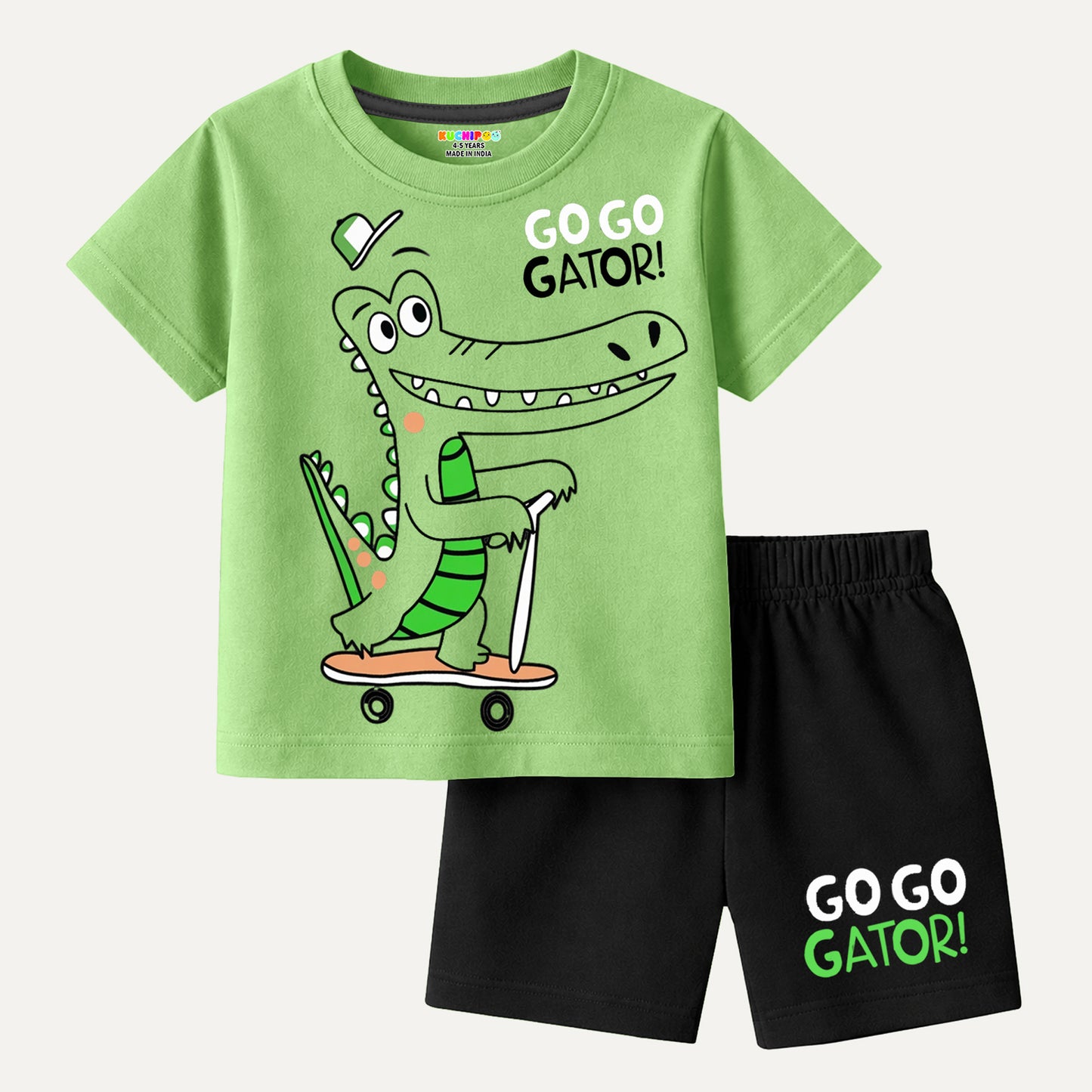 Kuchipoo Boys Cotton T-Shirt & Shorts | Printed Summer Wear Set | Soft & Comfortable Kids Clothing | Pack of 3