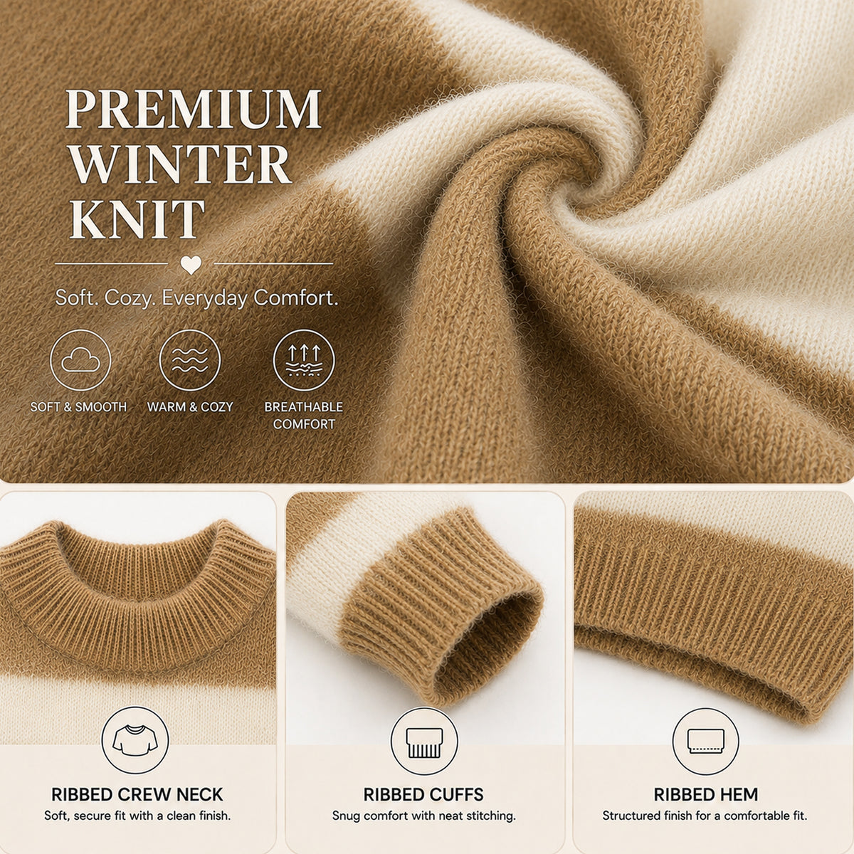 Kuchipoo Boys' Winter Wear Knitted Sweater | Full Sleeves Warm Pullover | Casual & Stylish Kids' Jumper