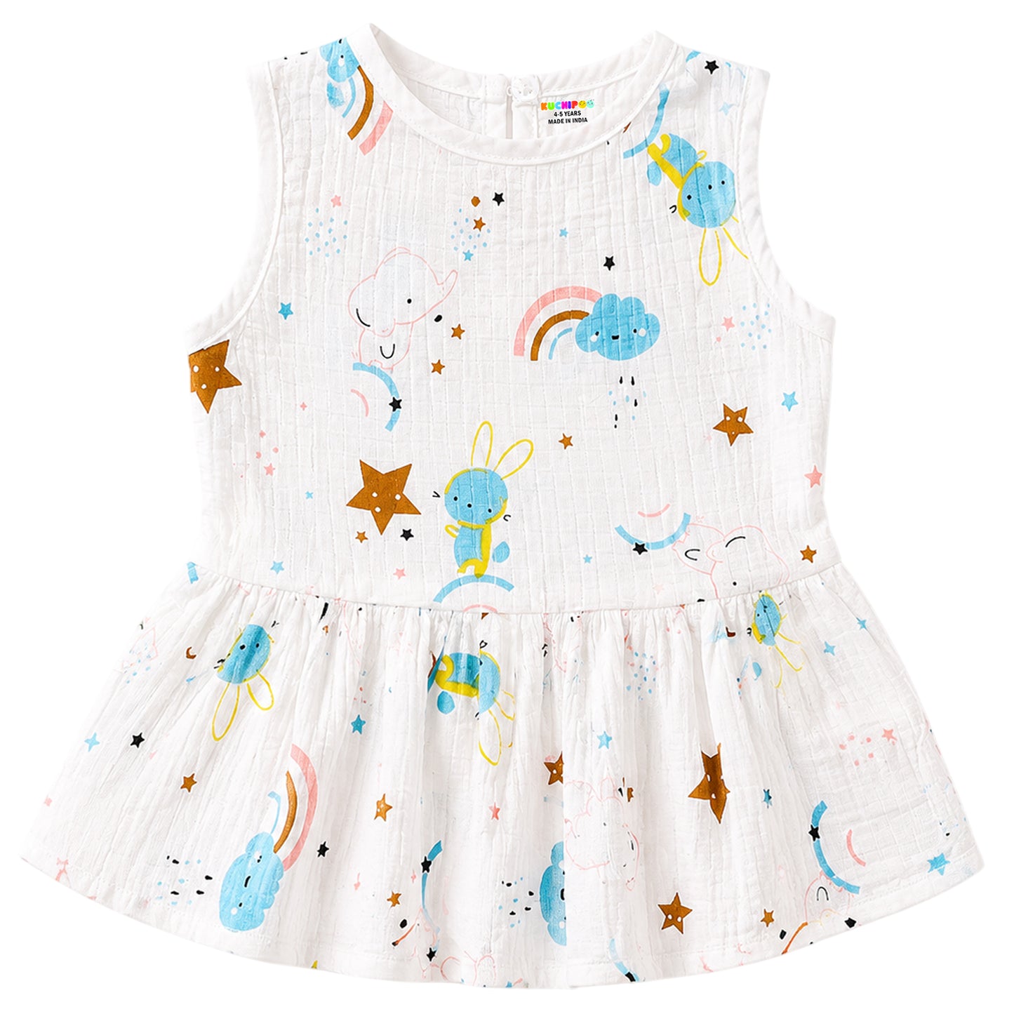 Kuchipoo Baby Girls 100% Muslin Cotton Frocks - Pack of 3