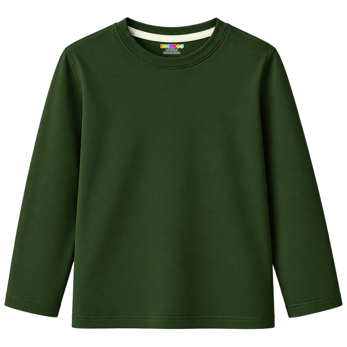 Kuchipoo Boys Cotton Solid T-Shirts | Full Sleeve Round Neck | Soft & Comfortable Casual Wear for Kids | Pack of 5