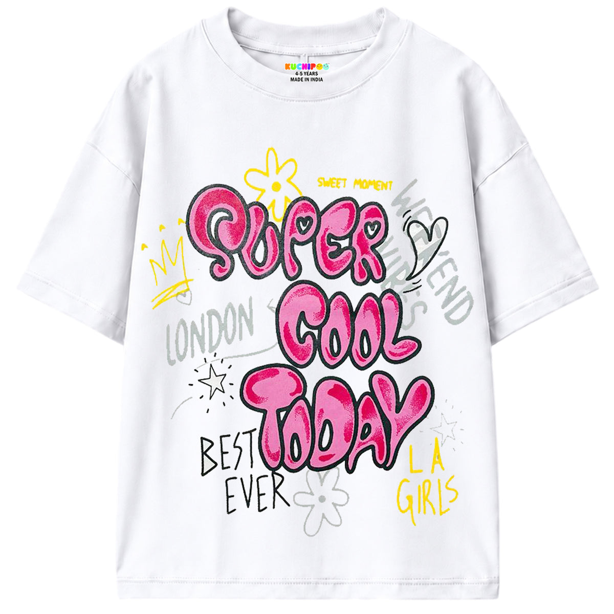 KUCHIPOO Girls Half Sleeves T-Shirts