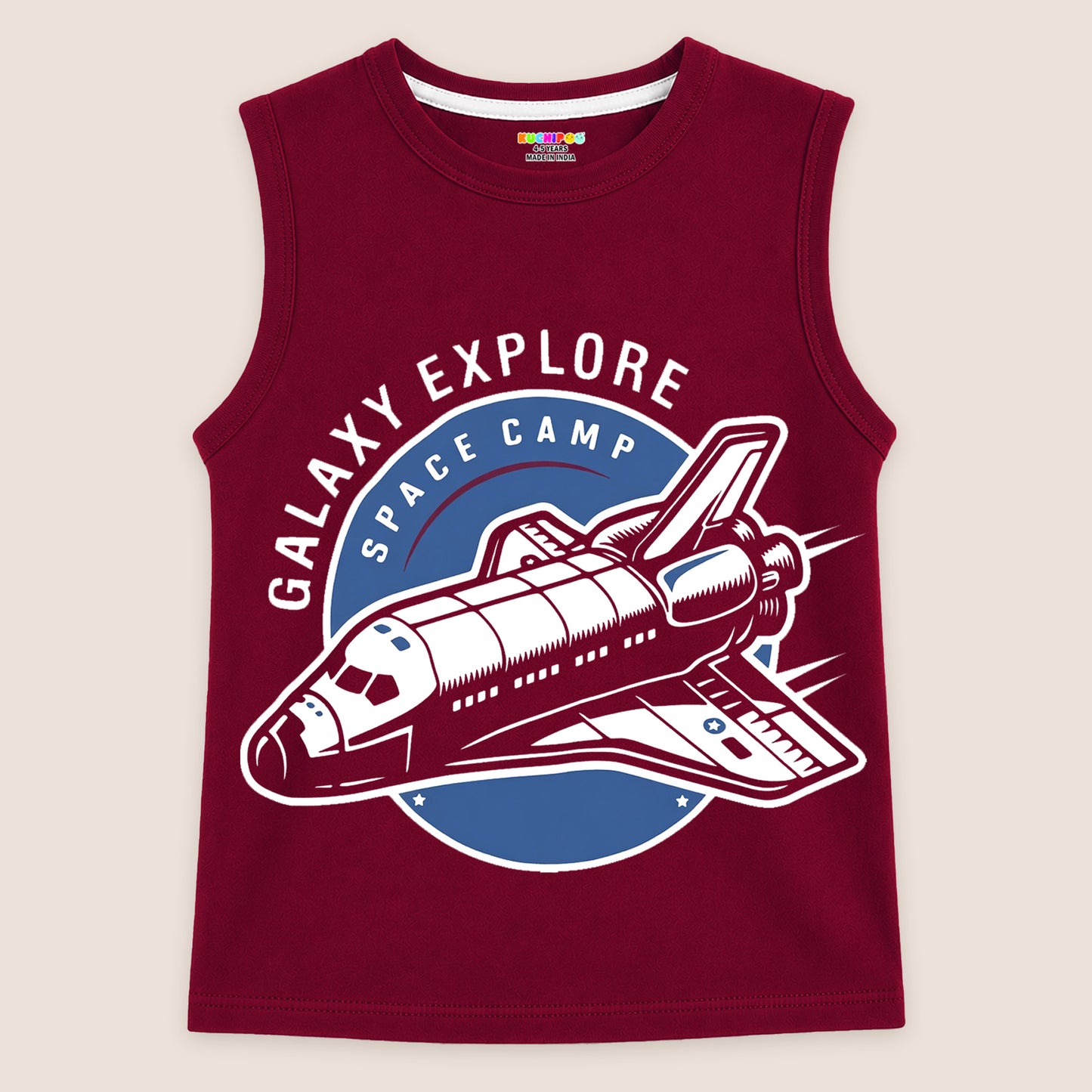 Kuchipoo Boys Sleeveless Cotton Tshirts | Printed Round Neck Kids Tshirts for Summer Wear | Pack of 4