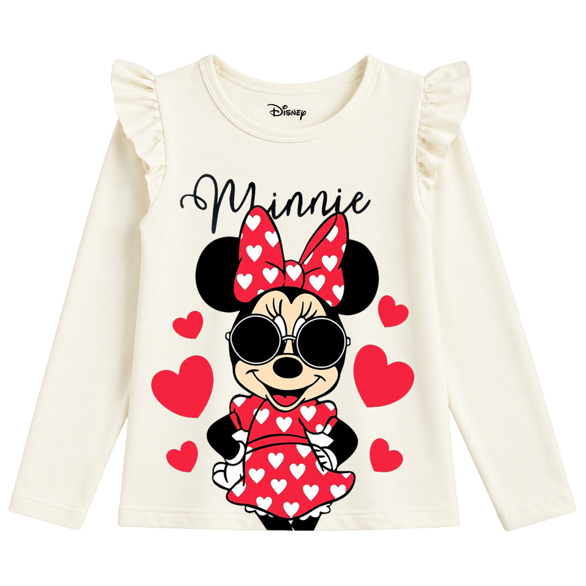 Kuchipoo © Disney Girls Minnie Mouse Frill T-Shirt Combo | Minnie & Friends Graphic Cotton Tees | Casual Summer Wear | Pack of 3