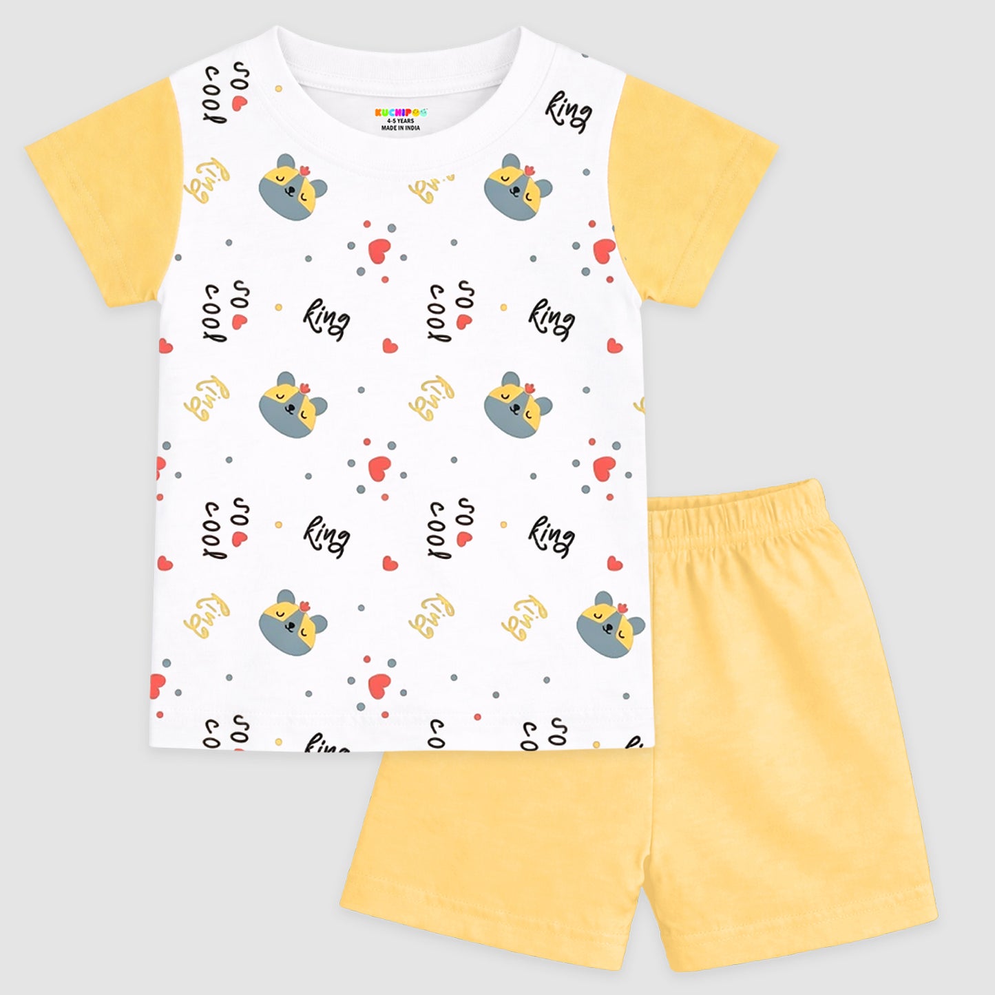 Kuchipoo Girls 100% Cotton T-Shirt & Shorts Set | Printed Summer Wear Set | Soft & Comfortable Kids Clothing | Pack of 4