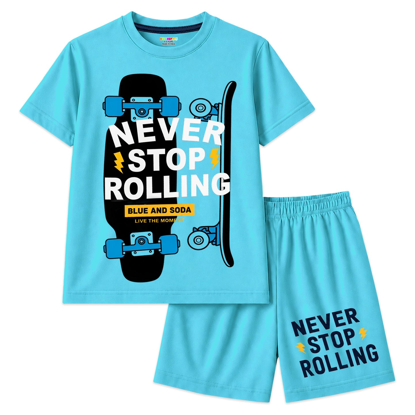 Kuchipoo Boys Cotton T-Shirt & Shorts Set | Half Sleeve Round Neck Top with Elastic Waist Shorts | Soft & Comfortable Casual Wear for Kids | Pack of 3