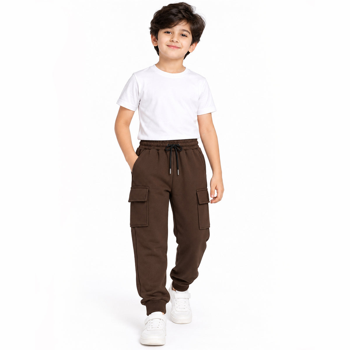 Kuchipoo Boys 4 Pocket Cargo Jogger Pants | Regular Fit Track Pants with Utility Pockets | Soft & Comfortable Casual Wear | Pack of 3